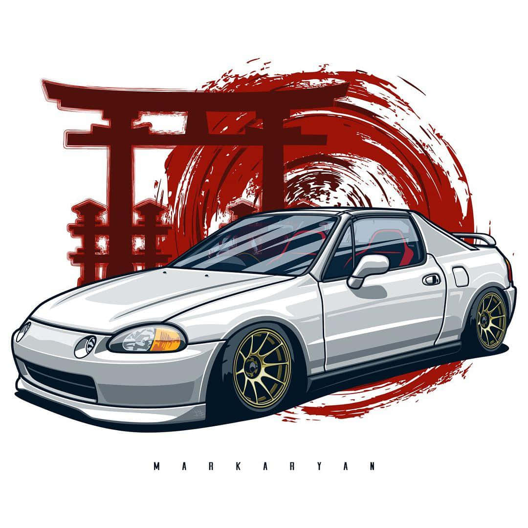 1080x1080 Download Striking Red Honda Civic Del Sol Wallpaper