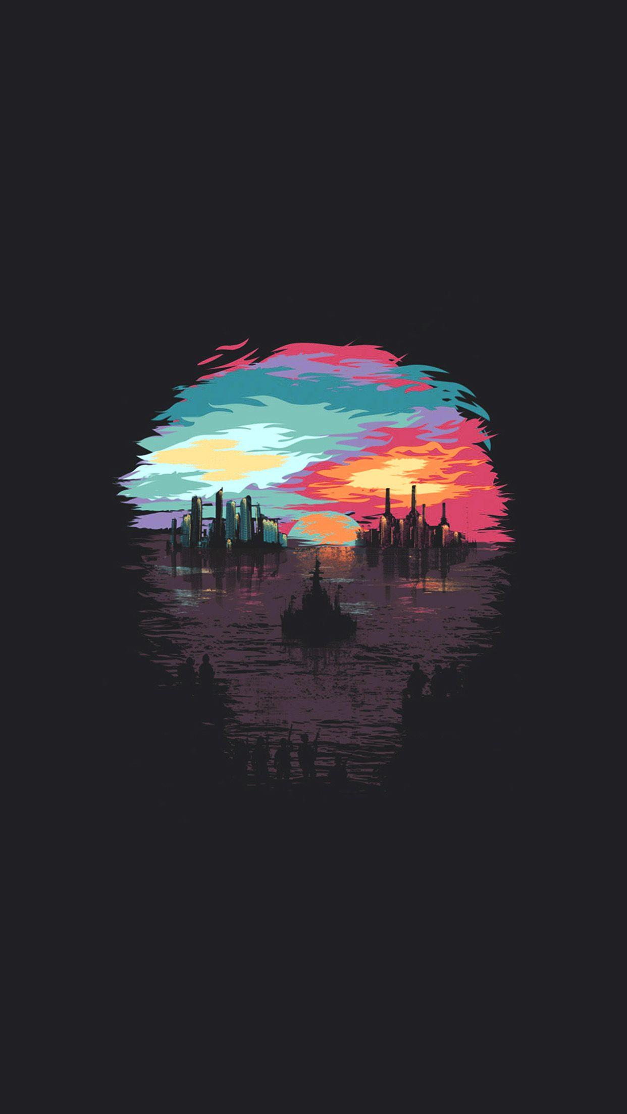 1242x2208 Dystopia Art Illustration Minimal Dark Wallpaper