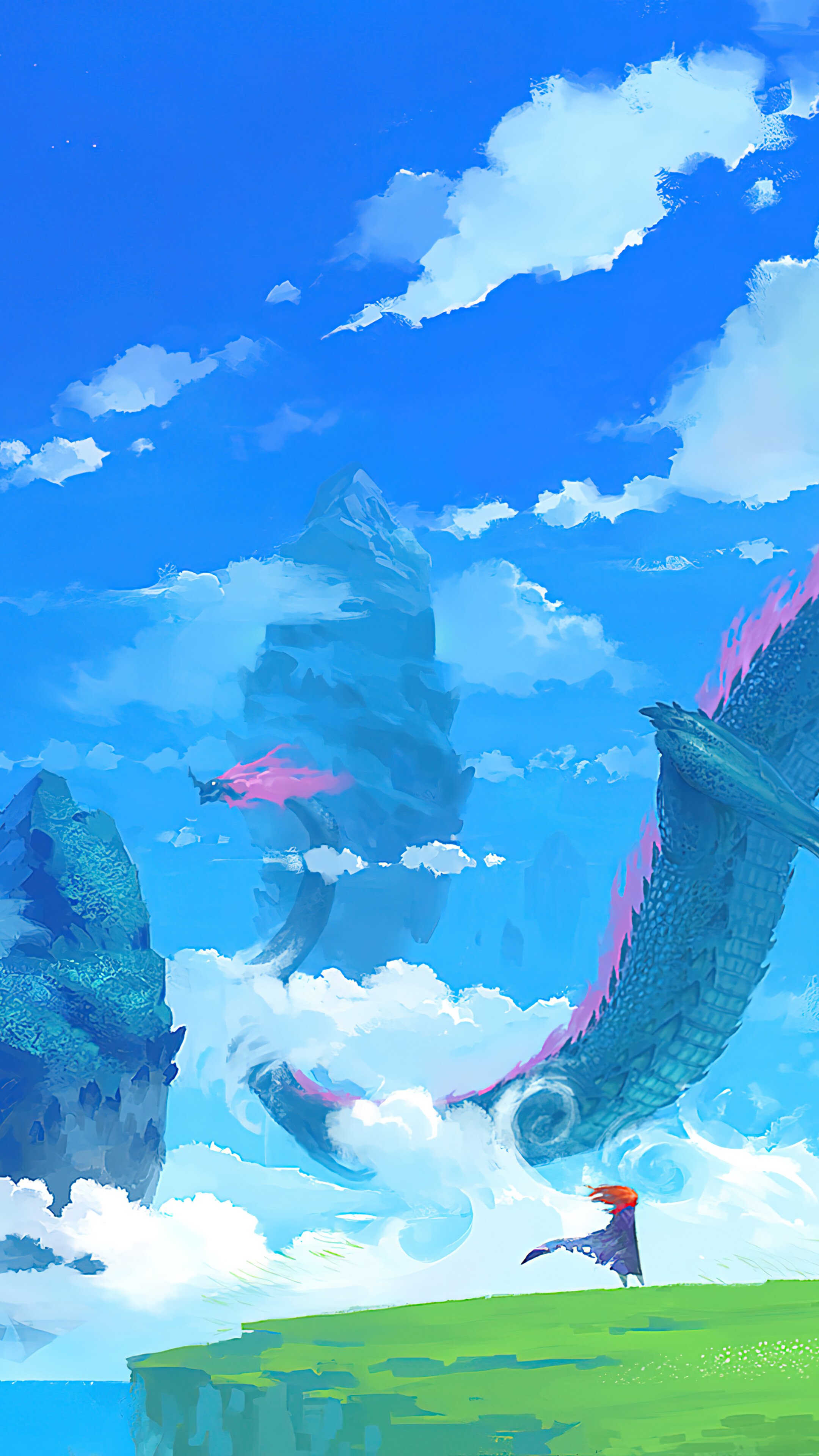 2160x3840 Dragon Fantasy Scenery Art Sky Clouds 4K Wallpaper iPhone HD Phone f