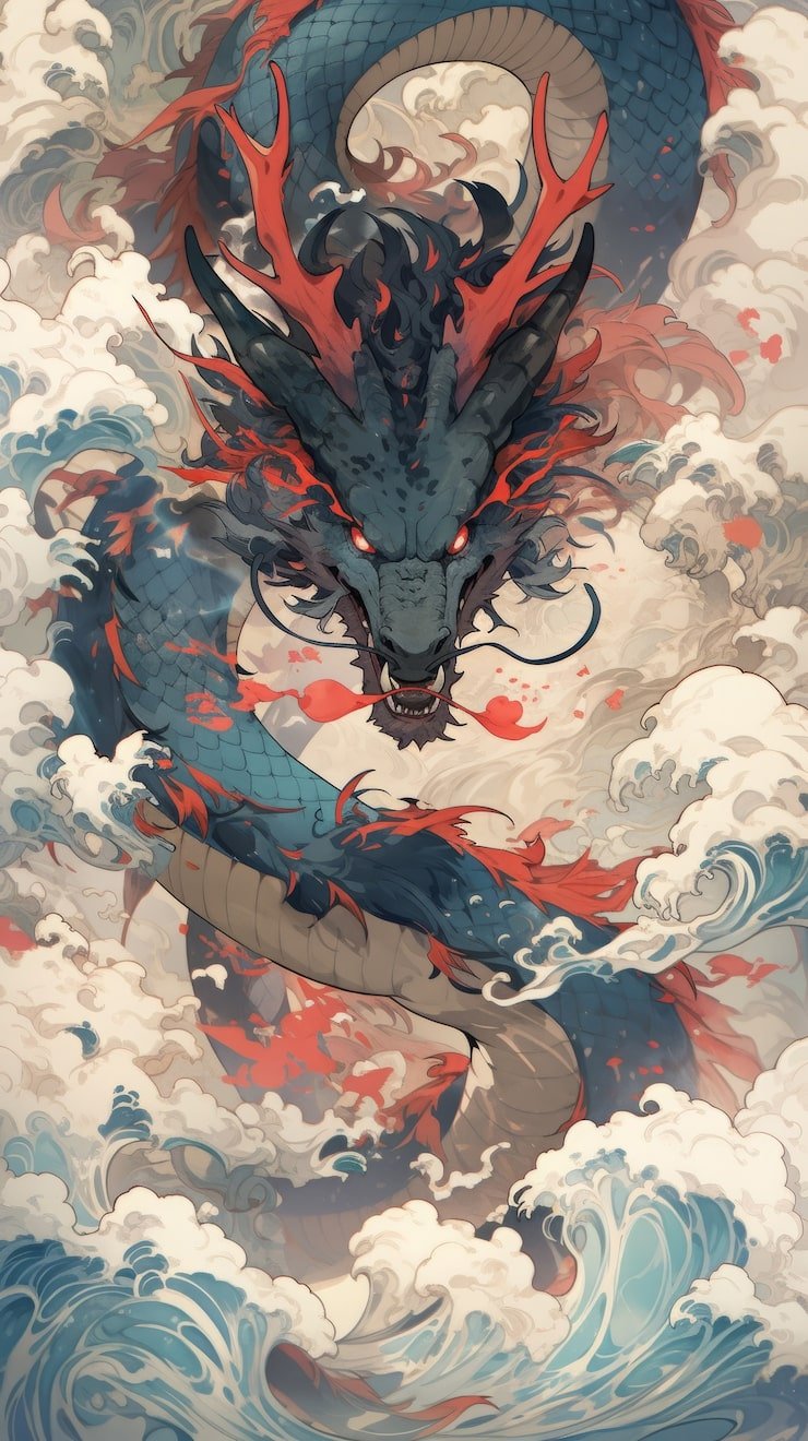 740x1320 Japanese dragon wallpaper Image