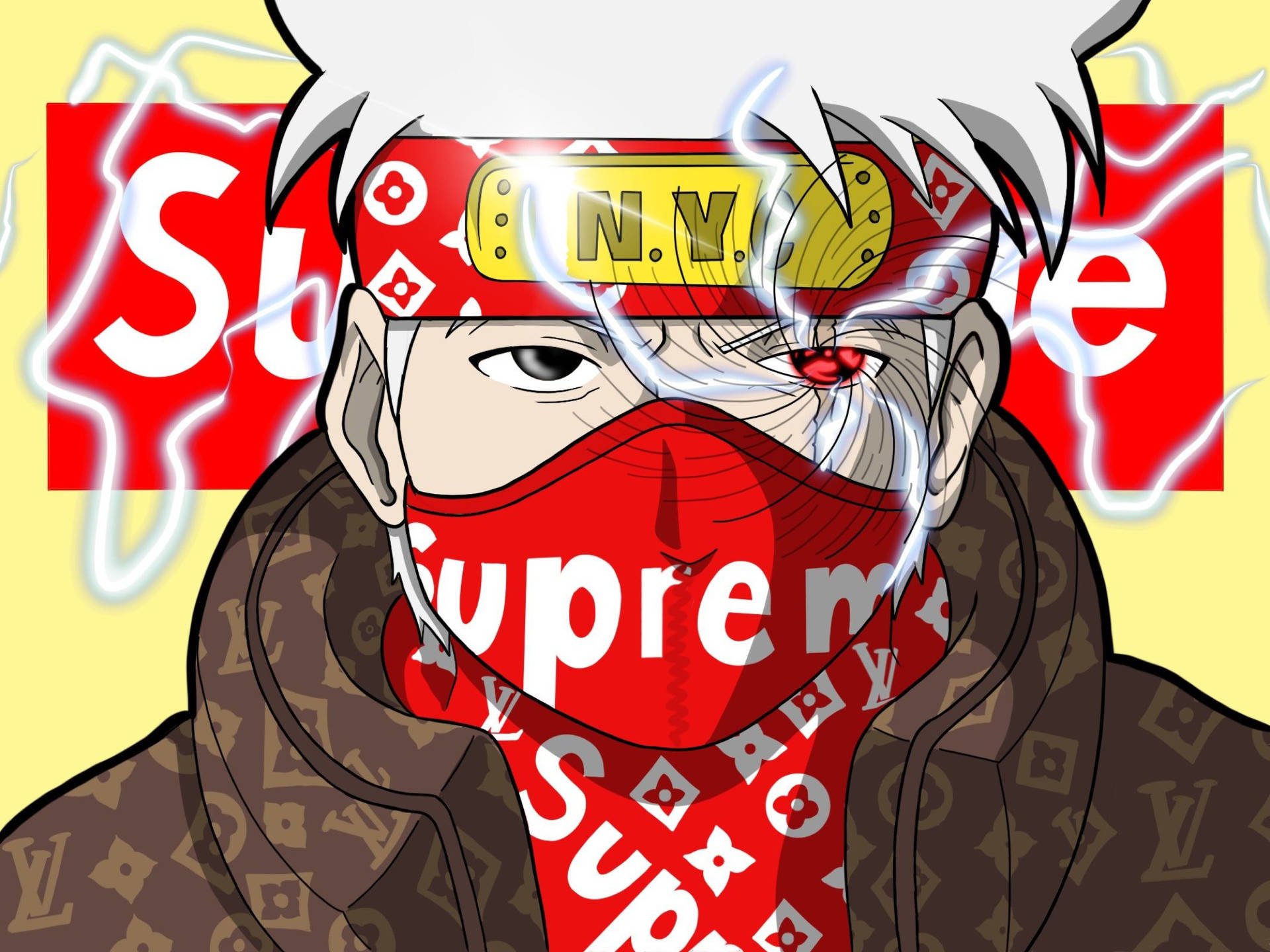 1920x1440 Download Naruto Swag Kakashi Wearing Supreme Wallpaper