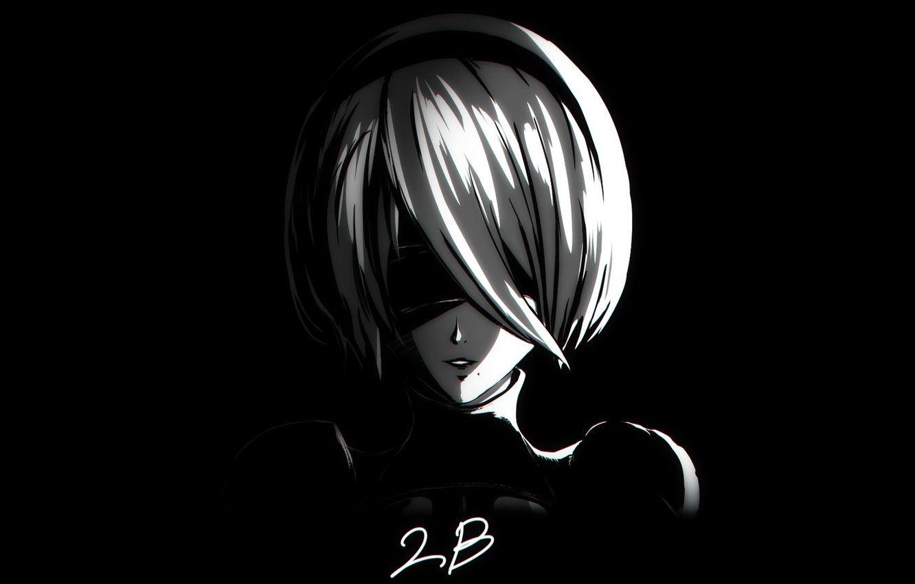 1332x850 Wallpaper Girl, Black, Minimal, NieR: Automata image for desktop