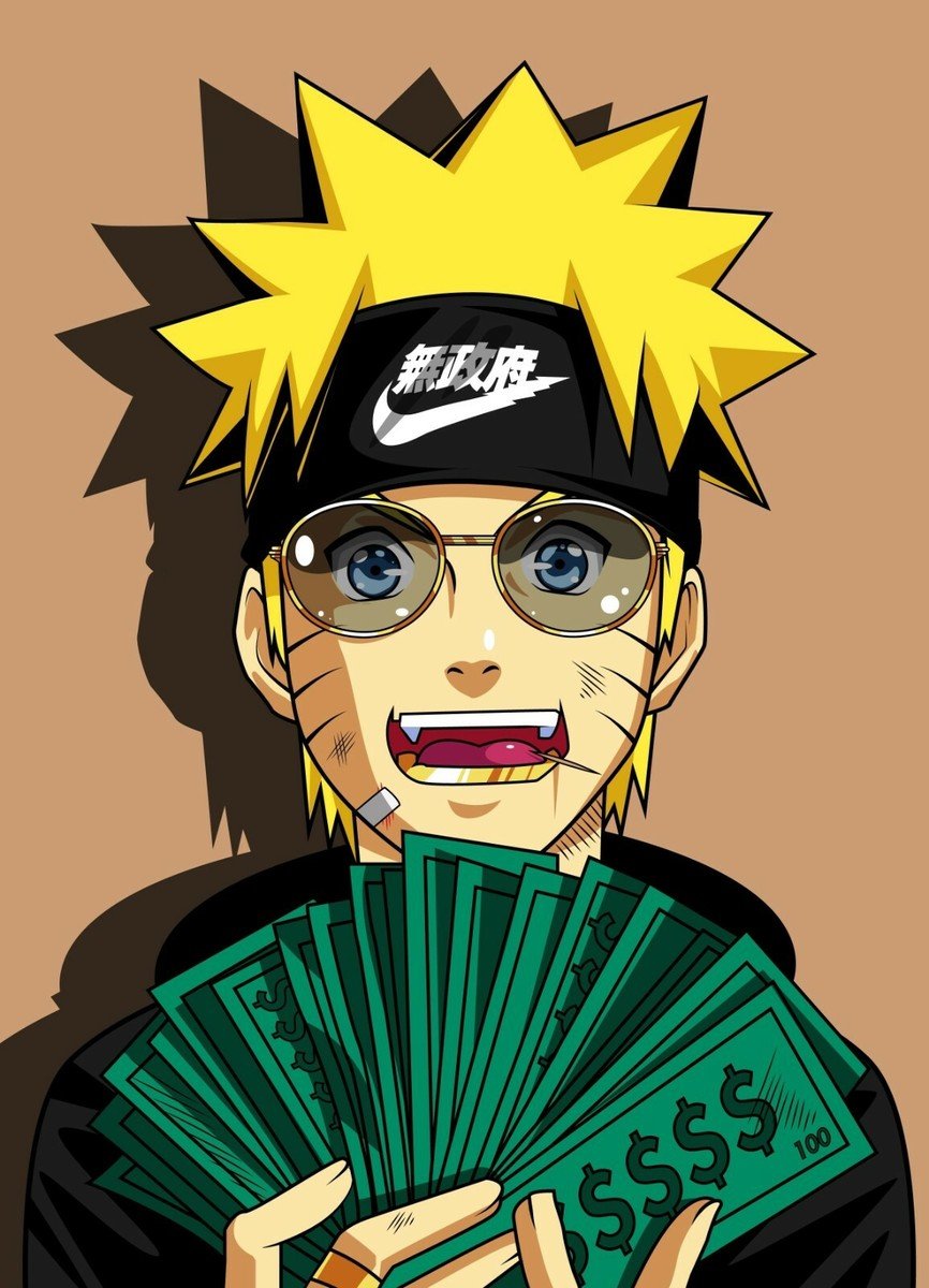 866x1200 Naruto 'Cash Money' Original Art Poster Hip Hop Anime Parody