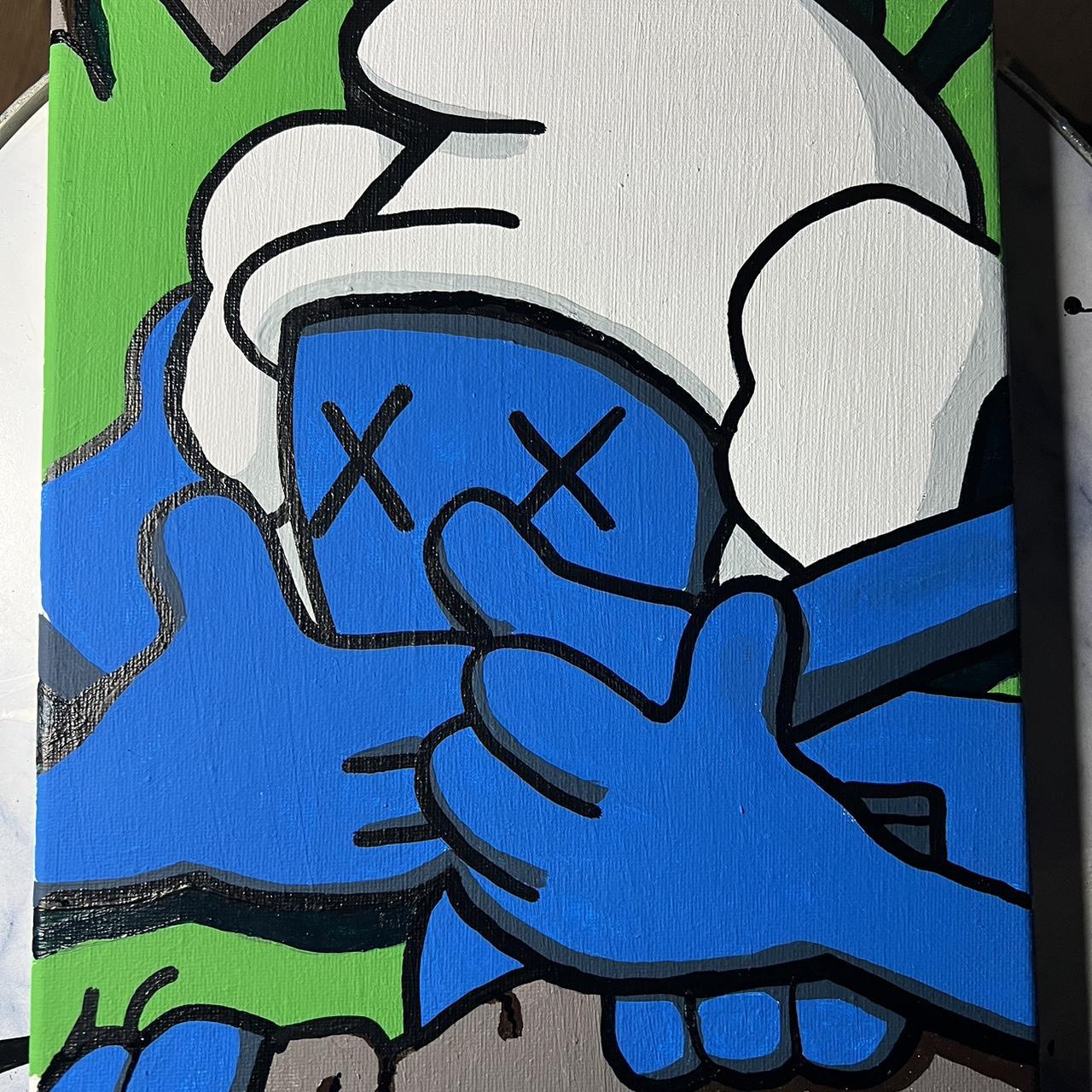 1280x1280 kaws x smurfs 9 x 12 in acrylic hand painted #kaws