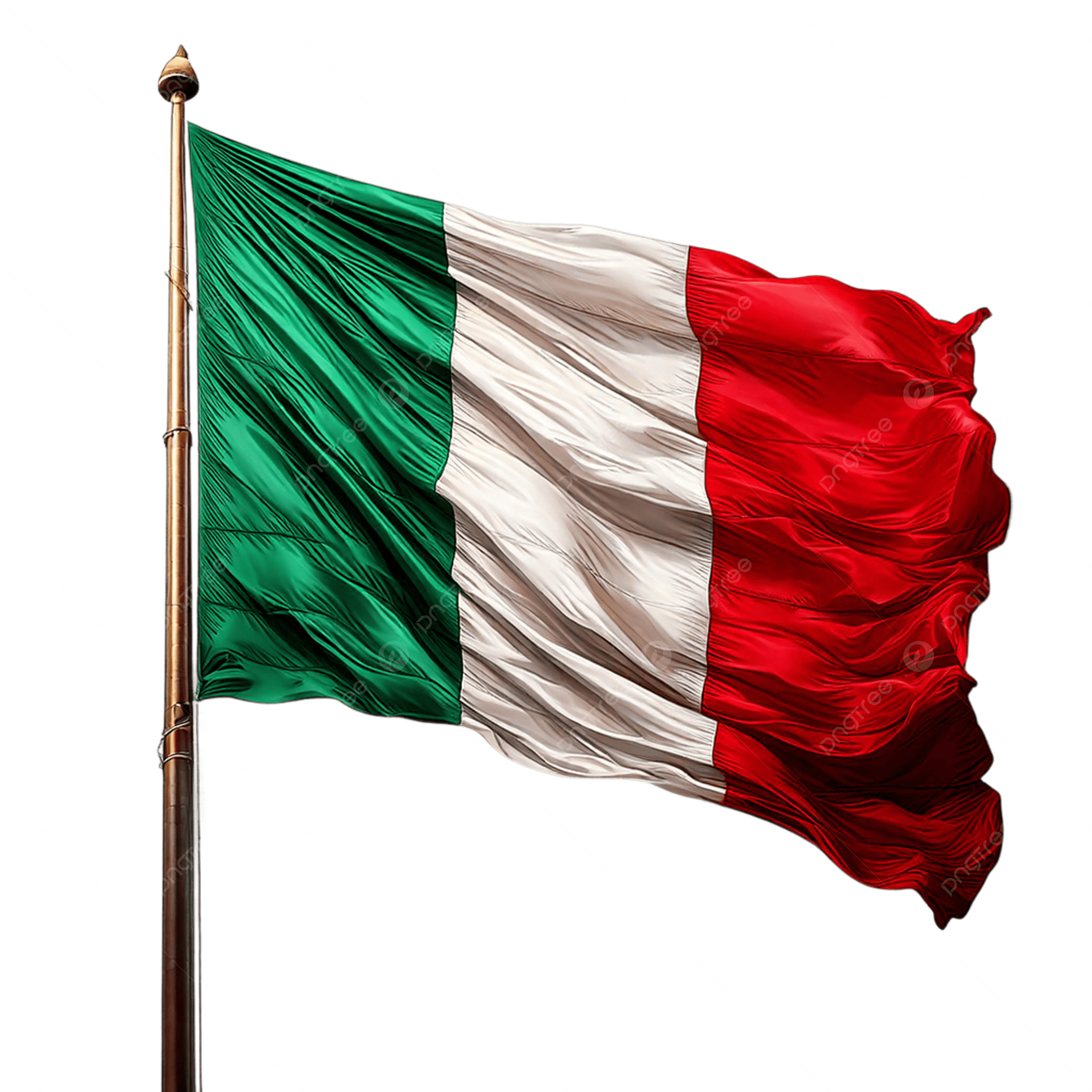 2500x2500 Italy Flag Waving On Flagpole Isolated White Background, Italy Flag Waving, Italy Flag, Italy PNG Transparent Image and Clipart for Free Download