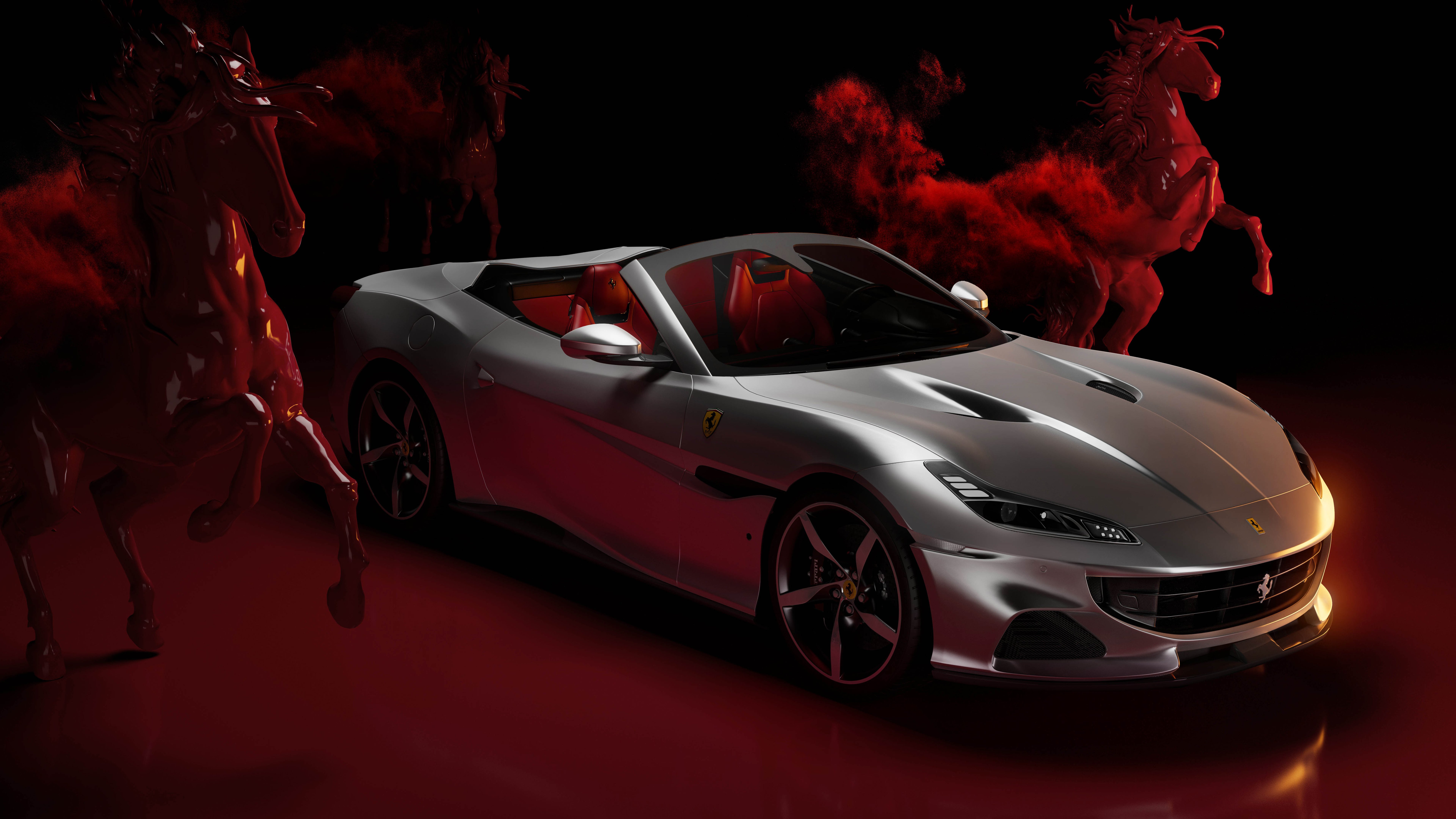 7680x4320 Ferrari Portofino Wallpaper 4K, Red aesthetic, 5K, 8K, Supercars