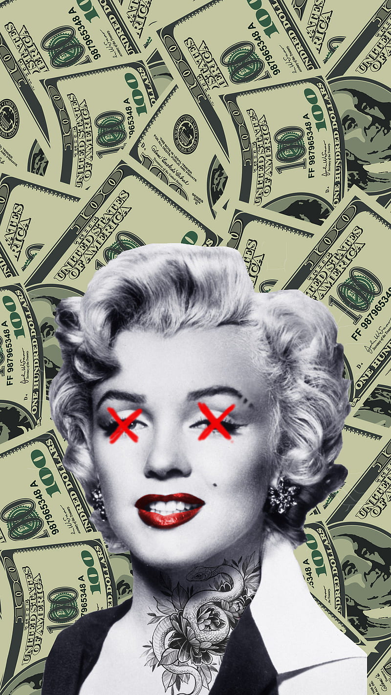 800x1422 4800x900px, 4K free download. Marilyn Monroe, artista, money, HD phone wallpaper