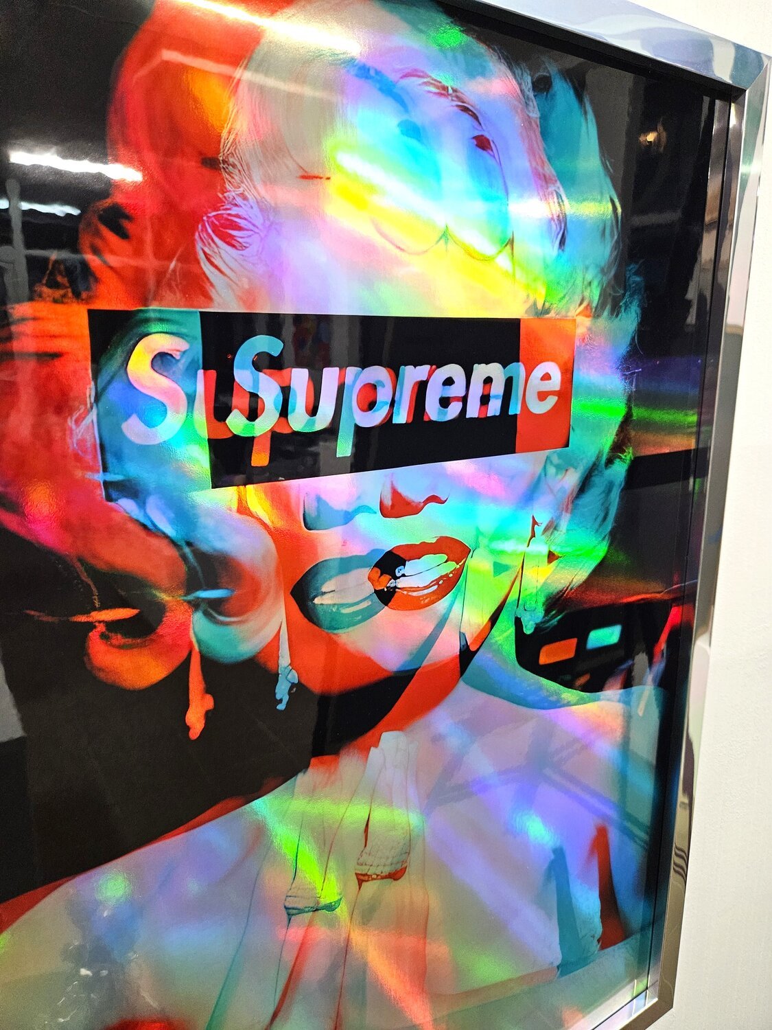 1125x1500 Marilyn Monroe holographic picture with chrome mirror frame edition Konrad Patora Printing on Synthetic board
