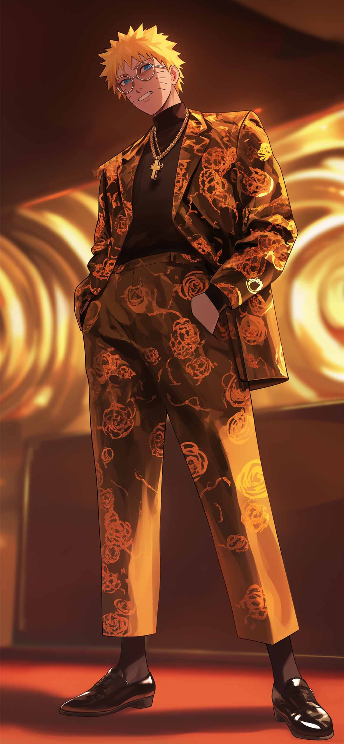1180x2554 Naruto Hypebeast Gucci Suit Golden Aura Wallpaper iPhone HD