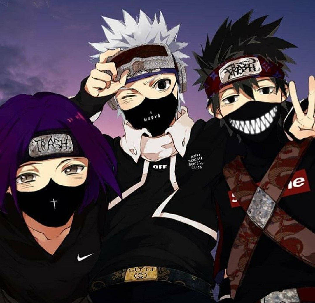 1080x1036 Download Naruto Shippuden embodies the spirit of creativity with Gucci's iconic GG logo. Wallpaper
