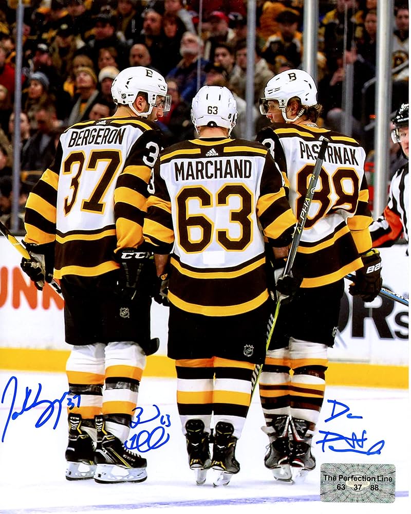 800x1000 Patrice Bergeron Brad Marchand David Pastrnak Signed Autographed 2019 Winter Classic 16x20 at Amazon's Sports Collectibles Store