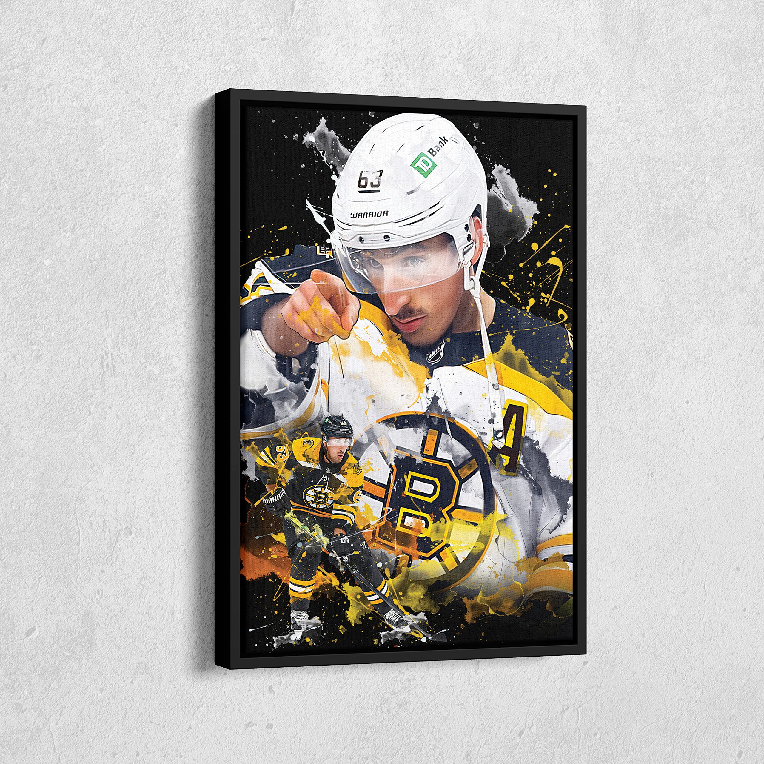 2560x2560 MW MERWEZI Brad Marchand Poster Boston Bruins NHL Artwork Framed Poster Wall Art Canvas Print Home Decor(Black Floating Frame, 20x30): Posters & Prints