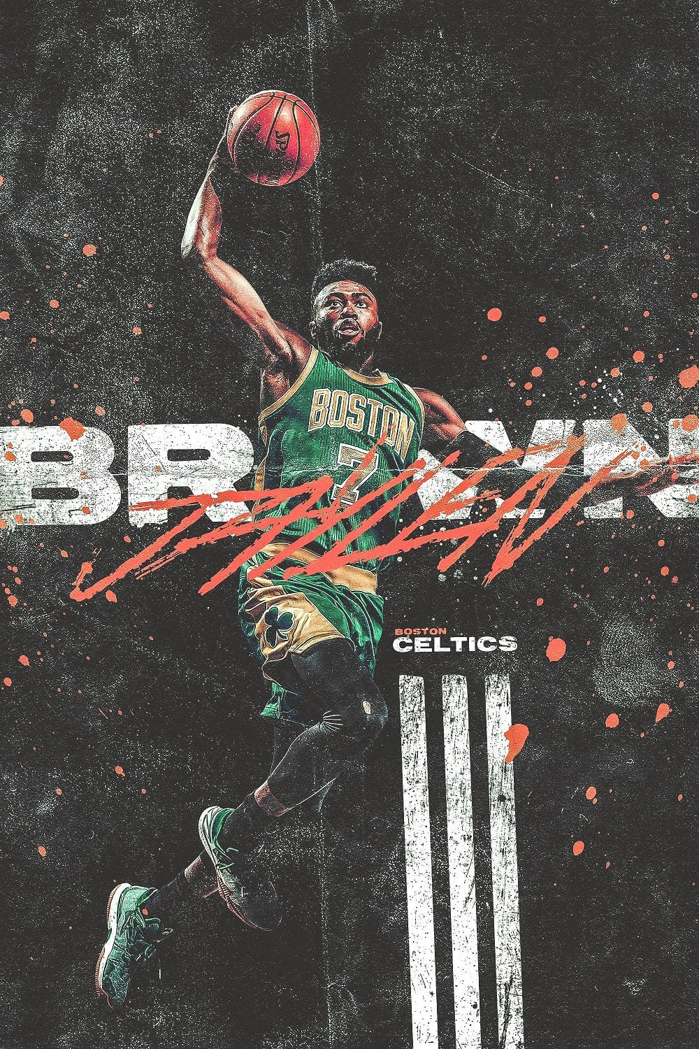 1000x1500 Download Jaylen Brown Boston Grunge Art Wallpaper