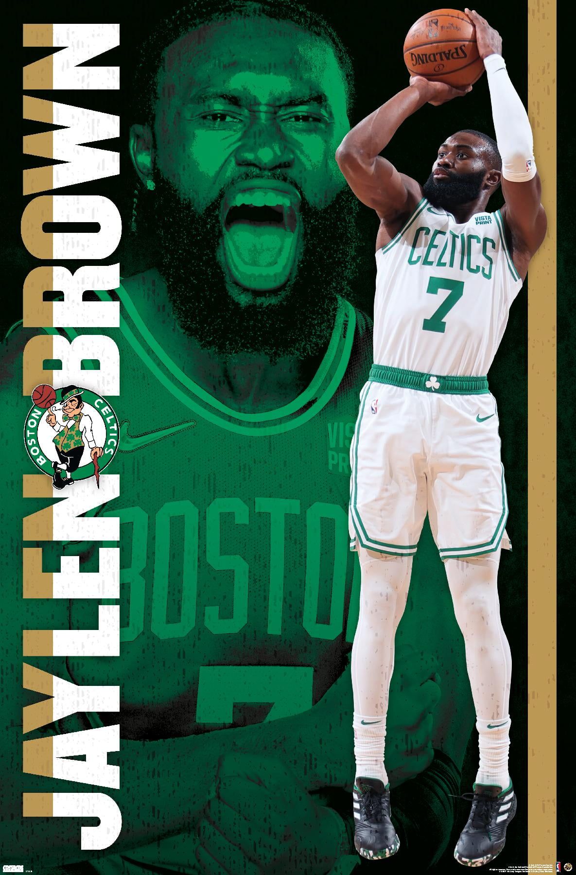 1185x1800 NBA Boston Celtics Brown 21 Wall Poster, 14.725 x 22. Framed