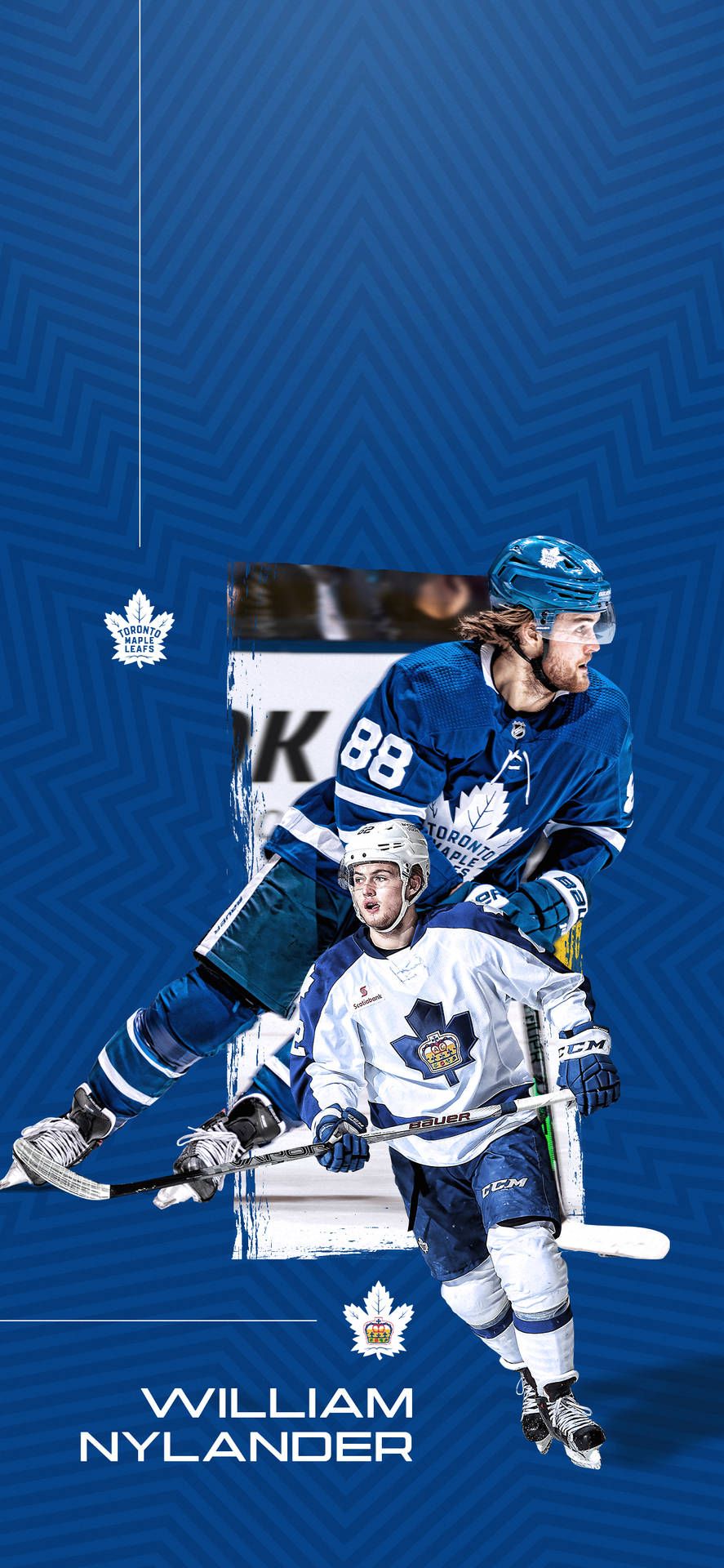 887x1920 Download Canadian NHL Player William Nylander Blue Aesthetic Poster Wallpaper