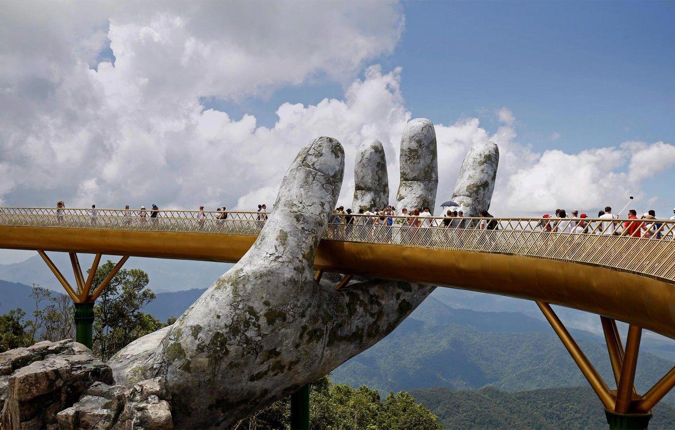 1332x850 Wallpaper Vietnam, Golden Bridge, Danang image for desktop