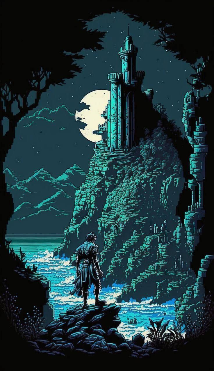 736x1275 pixel art, dark fantasy