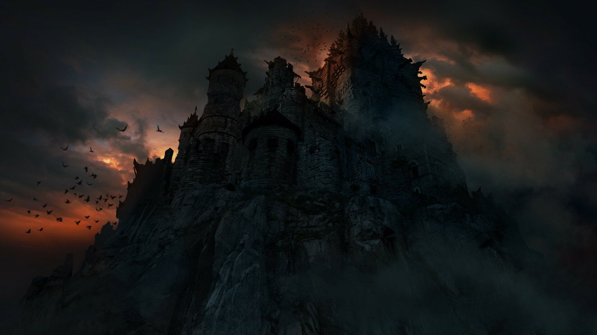 1920x1080 Dark Fantasy Castle Wallpaper