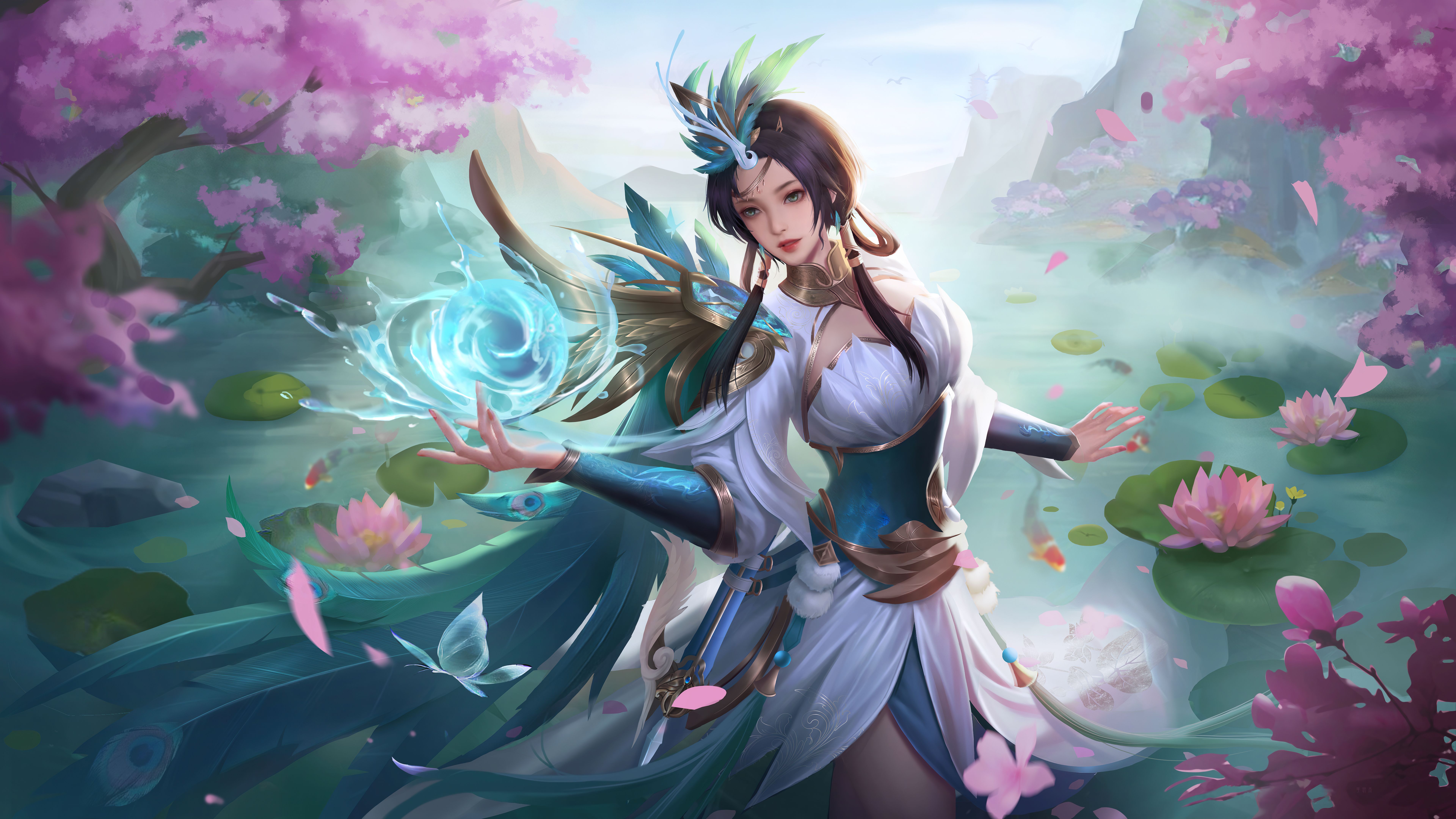 7680x4320 Jiang Ziya, Angela, Bian Que, Chang'e, Daji, Diao Chan, Ganjiang Moye, Gao Jianli 4K 8K HD Honor of Kings Wallpaper