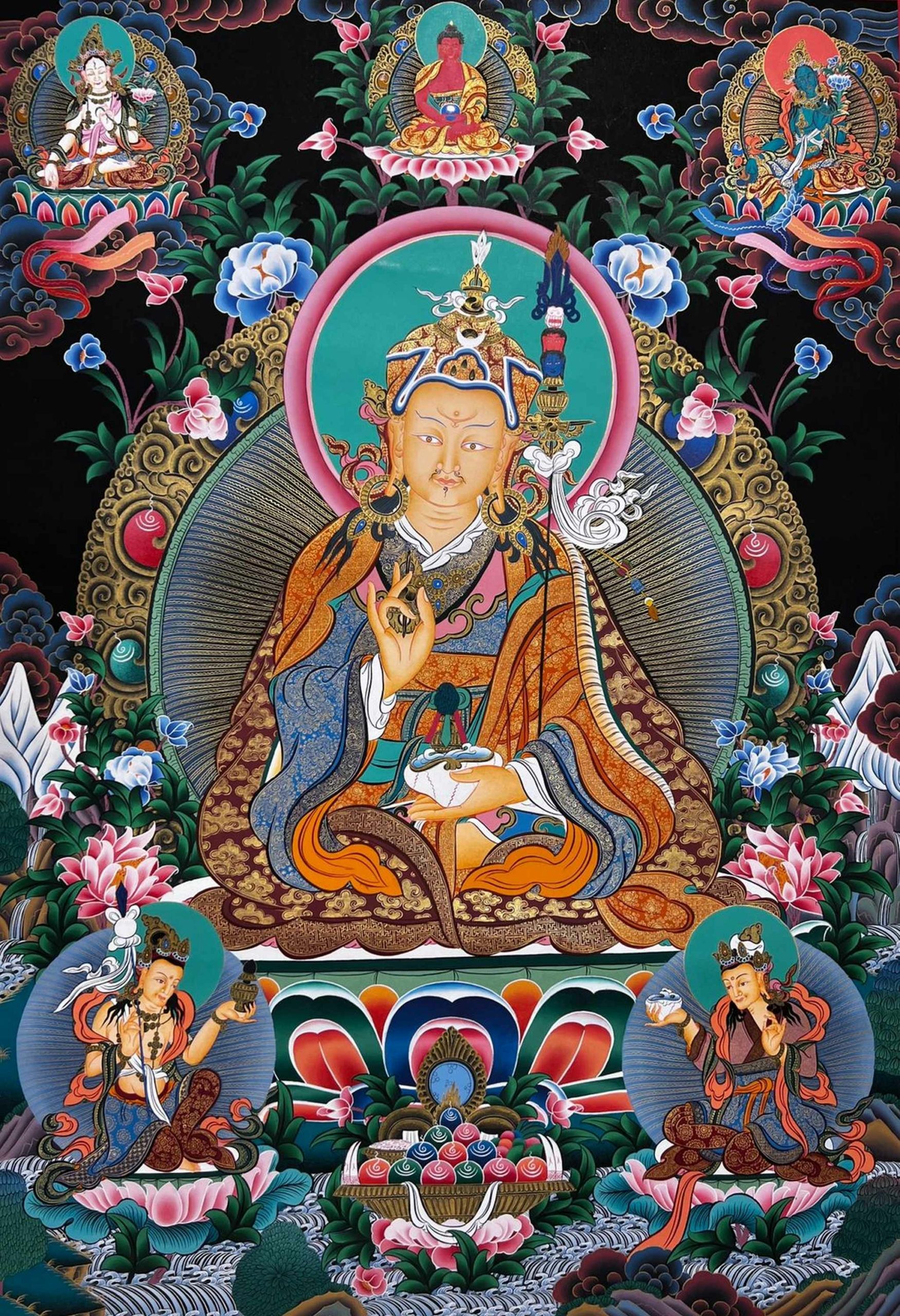1750x2560 Padmasambhava with White Tara Thangka • Mandalas Life