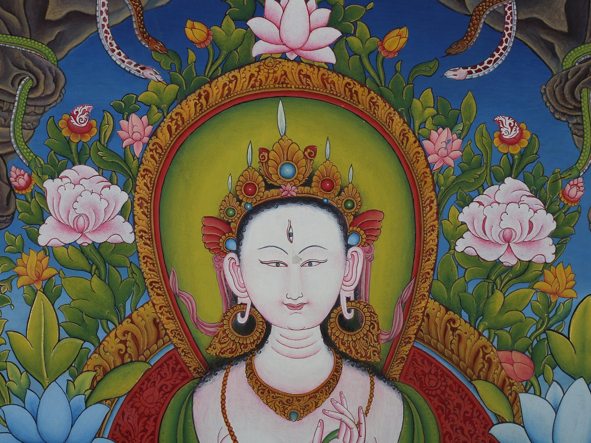 2000x1500 Newari Standing Goddess White Tara (Brocadeless Thangka). Exotic India Art