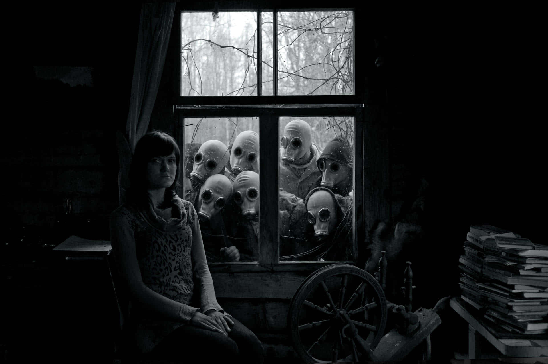 1920x1278 Download Creepy Aesthetic People With Gas Masks Wallpaper