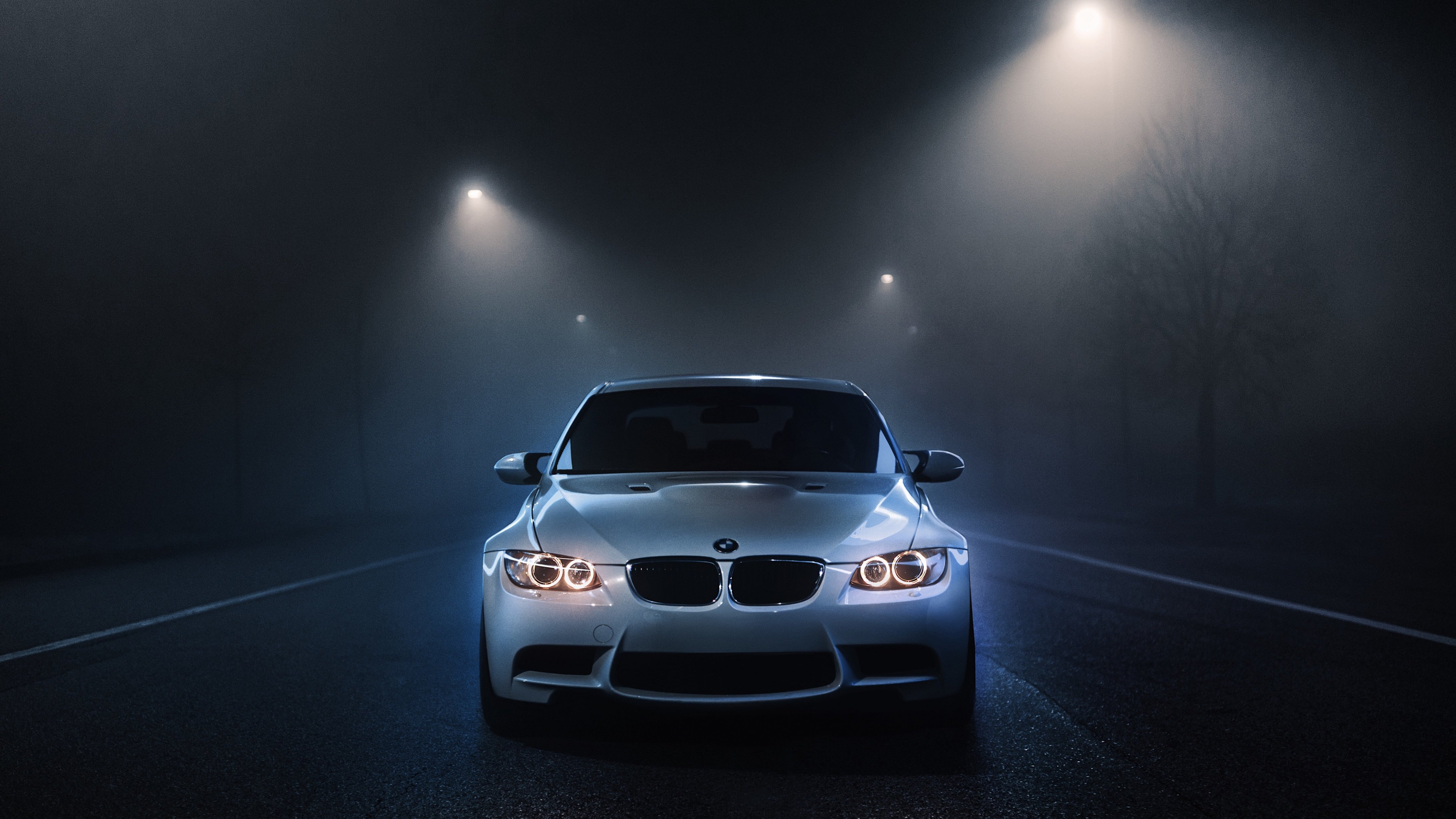 4480x2520 BMW M3 Wallpaper 4K, White cars, Dark background