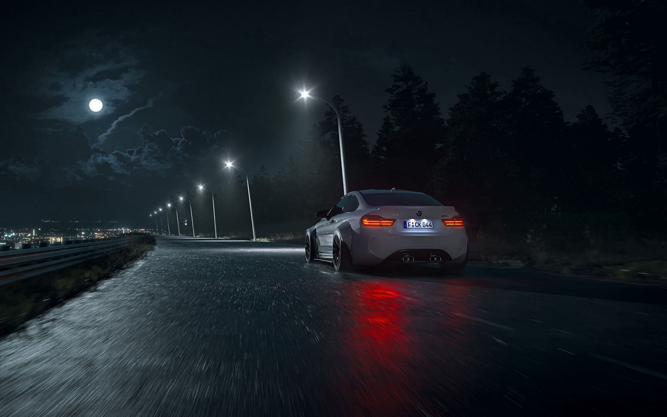 2560x1600 Download wallpaper 2560x1600 car, road, night, asphalt, wet, dark widescreen 16:10 HD background