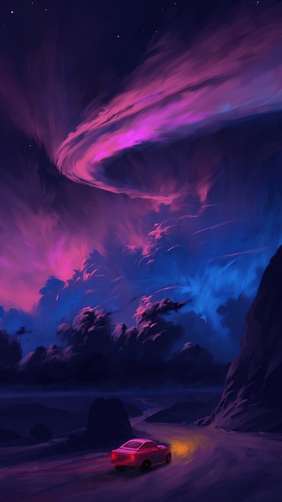900x1600 driving night digital art Mobile Walls