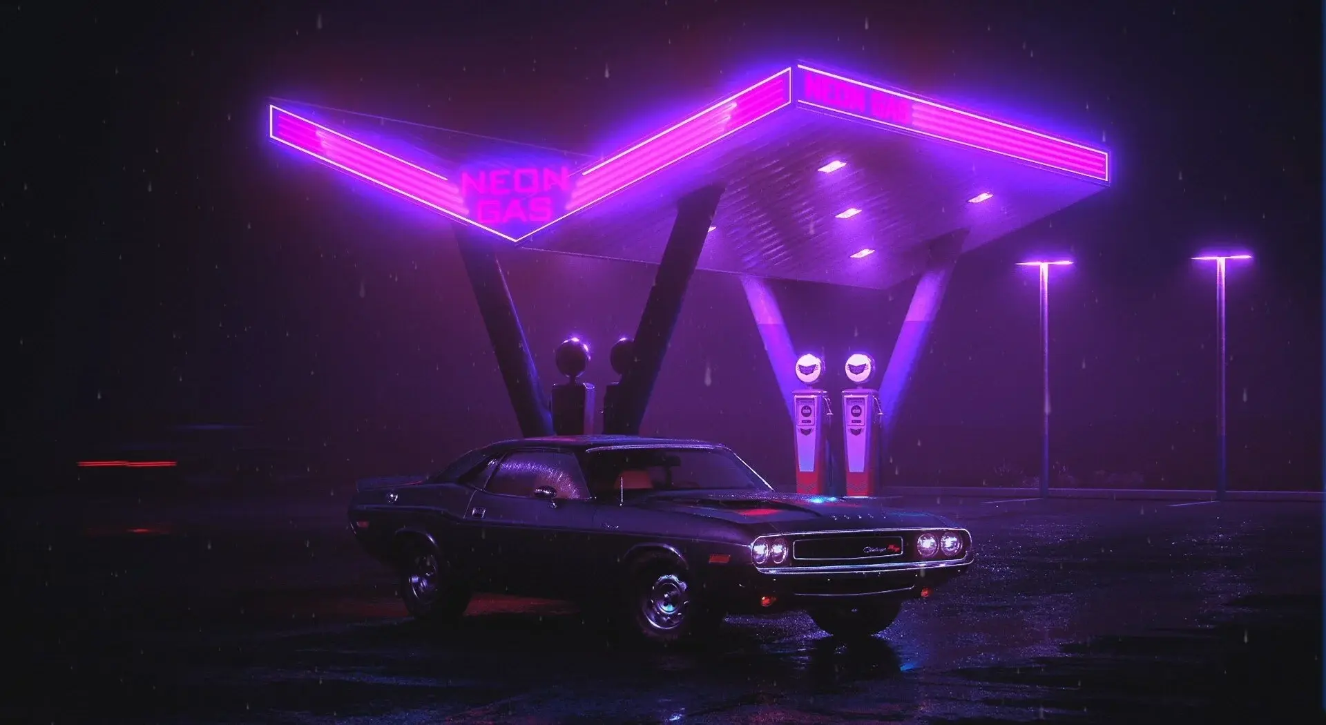 1920x1050 Supercar Super Cars Fast Best Popular V8 Neon Gas Station Classic Car Vintage 80s 90s