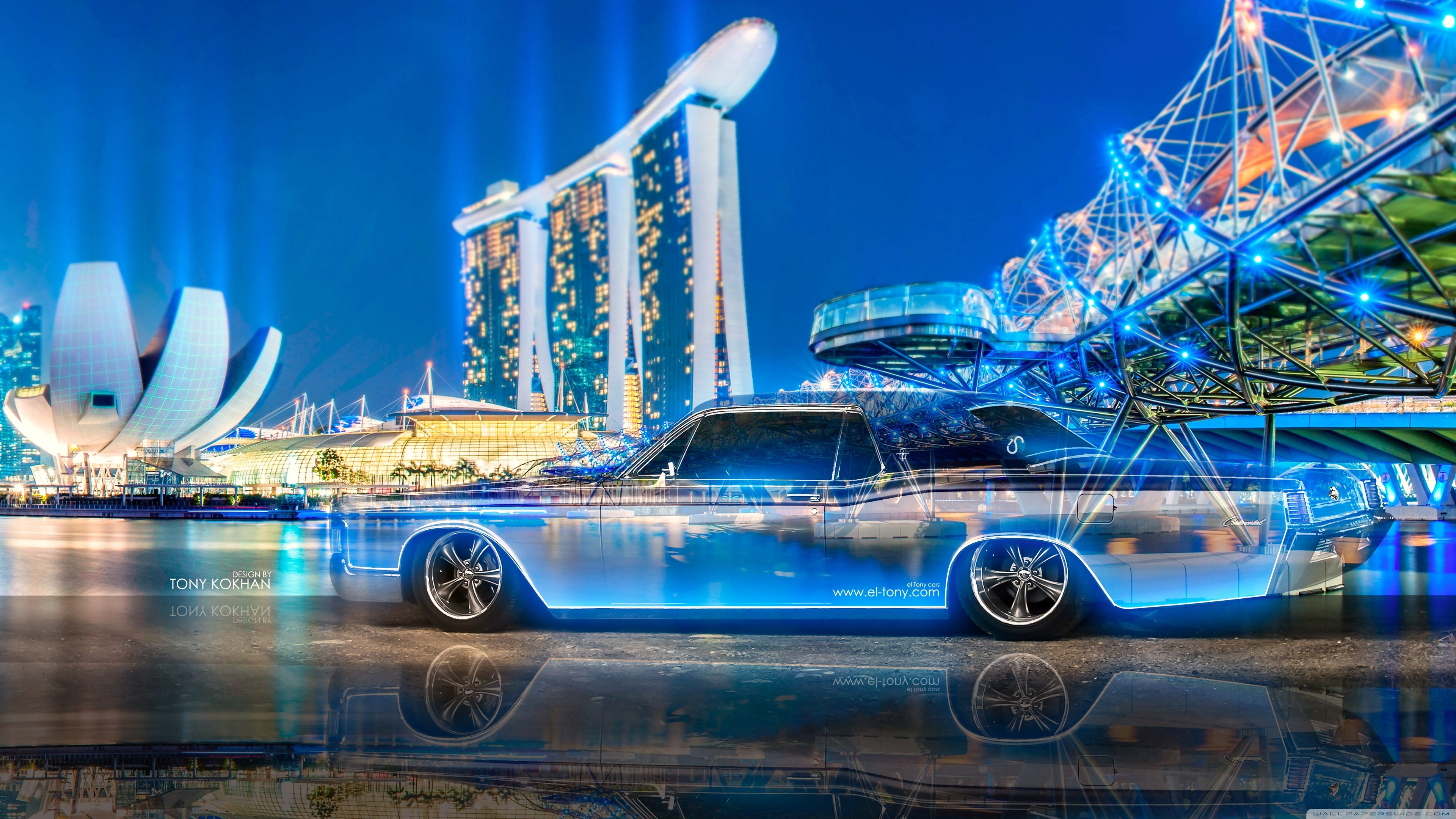 3840x2160 Lincoln Continental Crystal City Night Neon Car 2015 4K UHD Wallpaper for UltraHD Desktop and TV : Widescreen and UltraWide Display : Smartphone and Tablet Devices