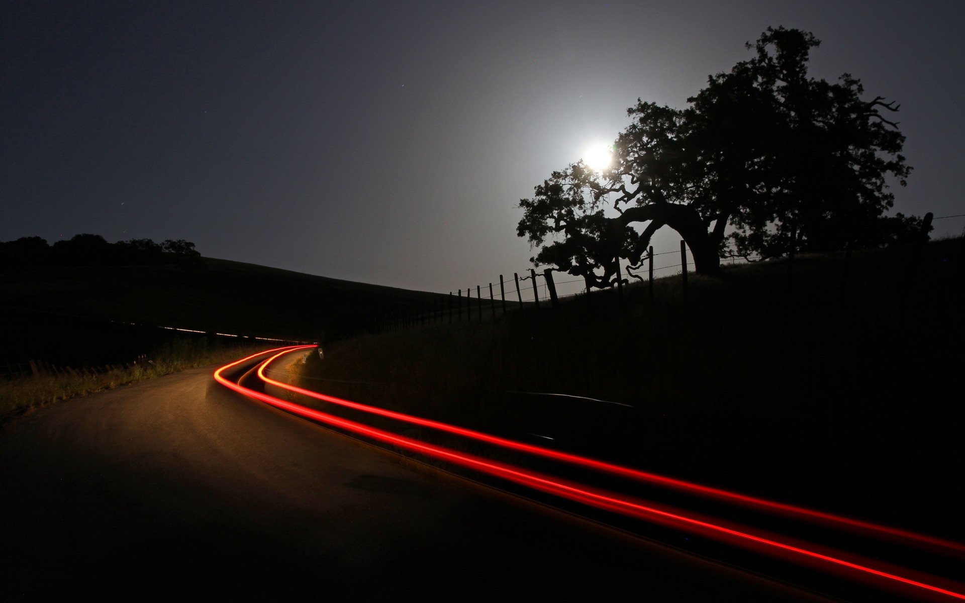 1920x1200 Desktop wallpaper: Photography, Time Lapse, Car, Light, Moon, Night 4K free download for PC. 552243