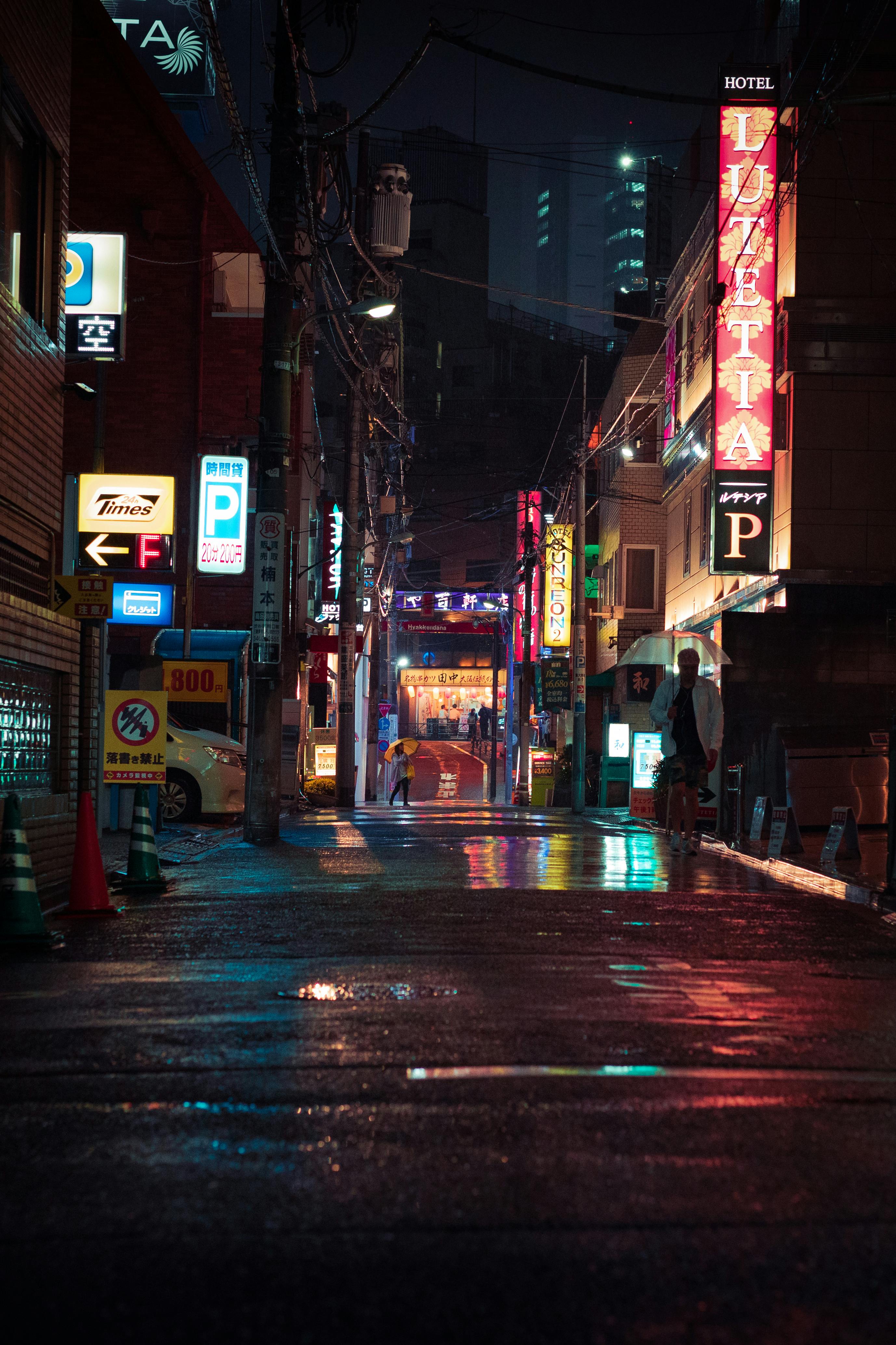 2756x4134 Japan Street Night Wallpaper