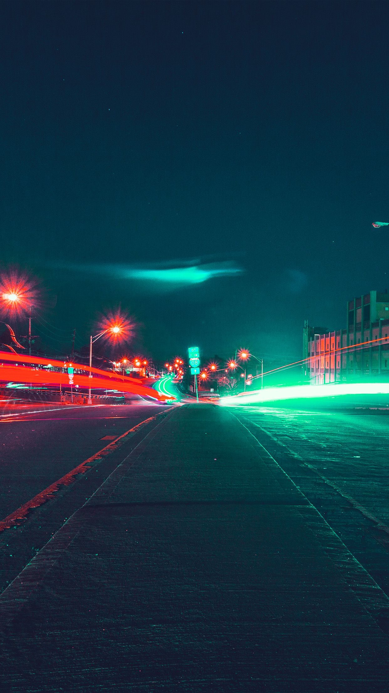 1242x2208 iPhone X wallpaper. street light night city nature green