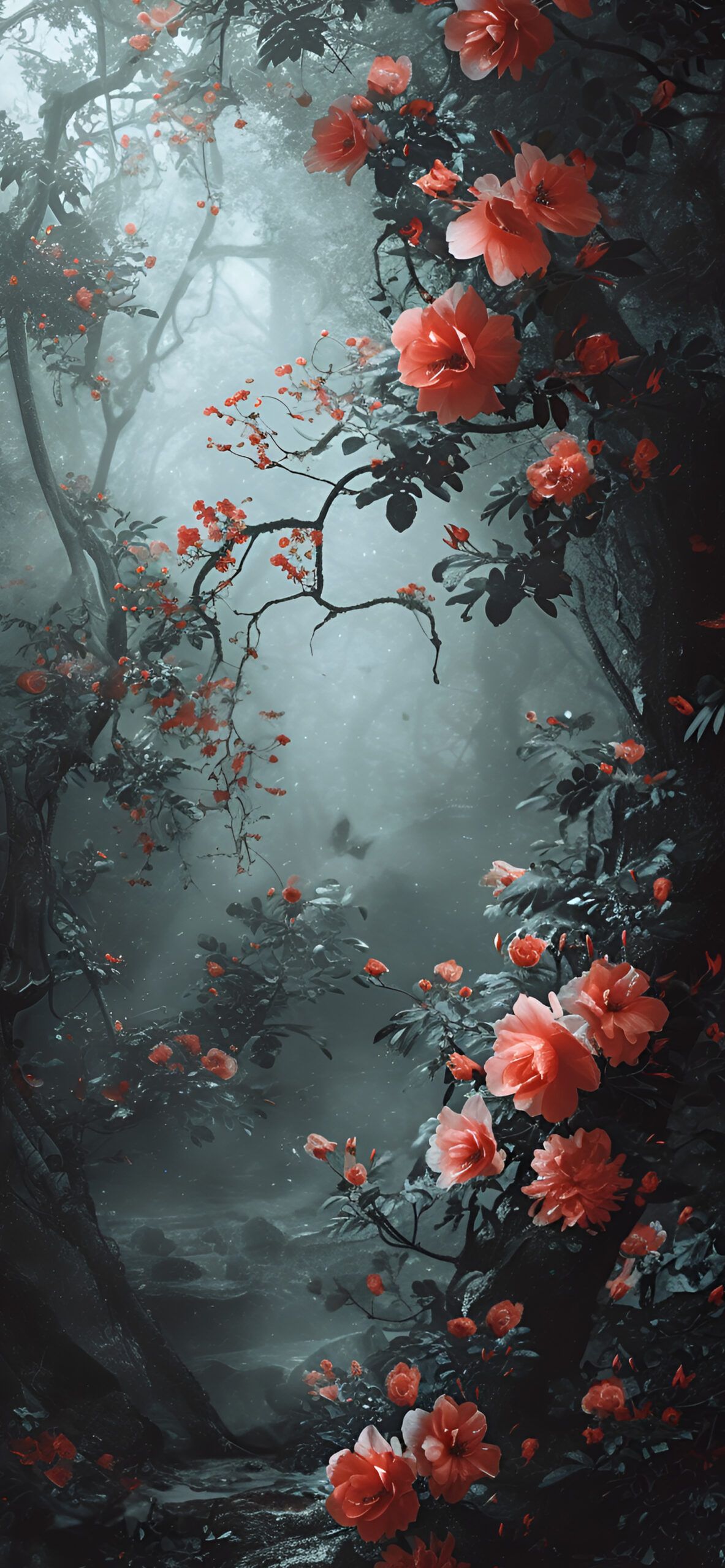 1183x2560 Moody Floral Nature Wallpaper Flowers Wallpaper HD