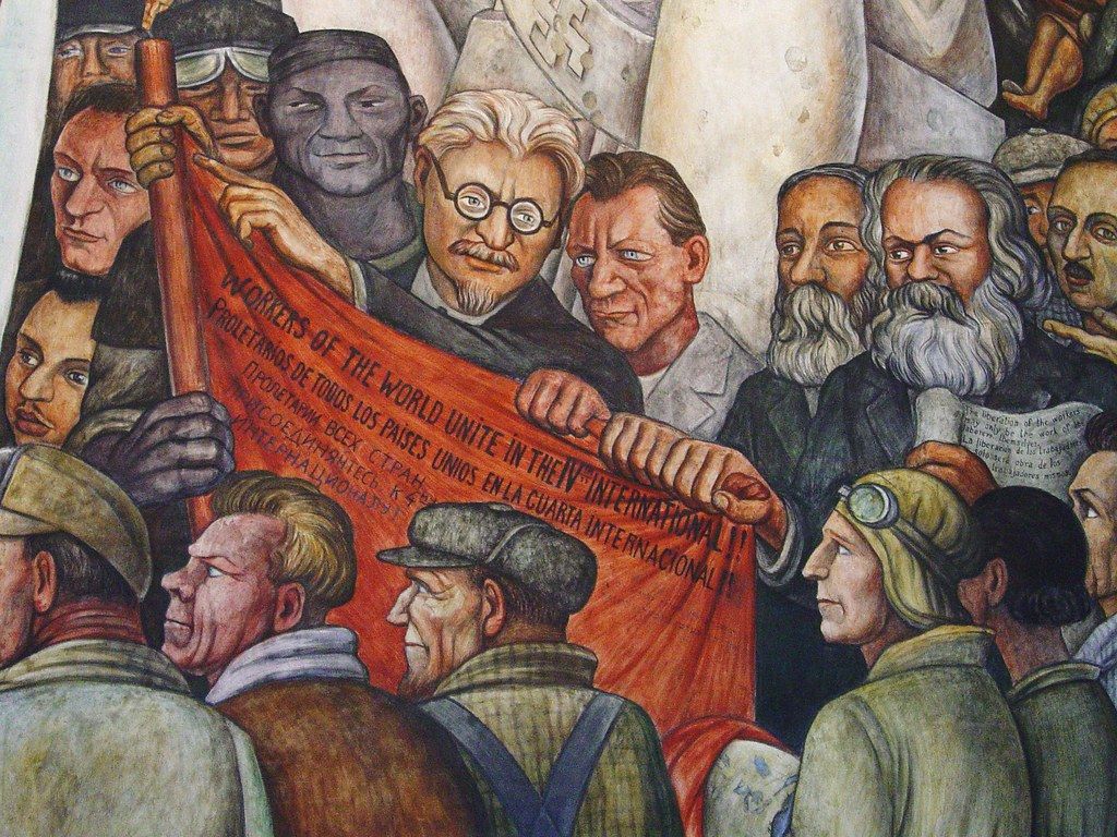 1024x768 Detail of Diego Rivera Mural - Leon Trotsky / Karl Marx