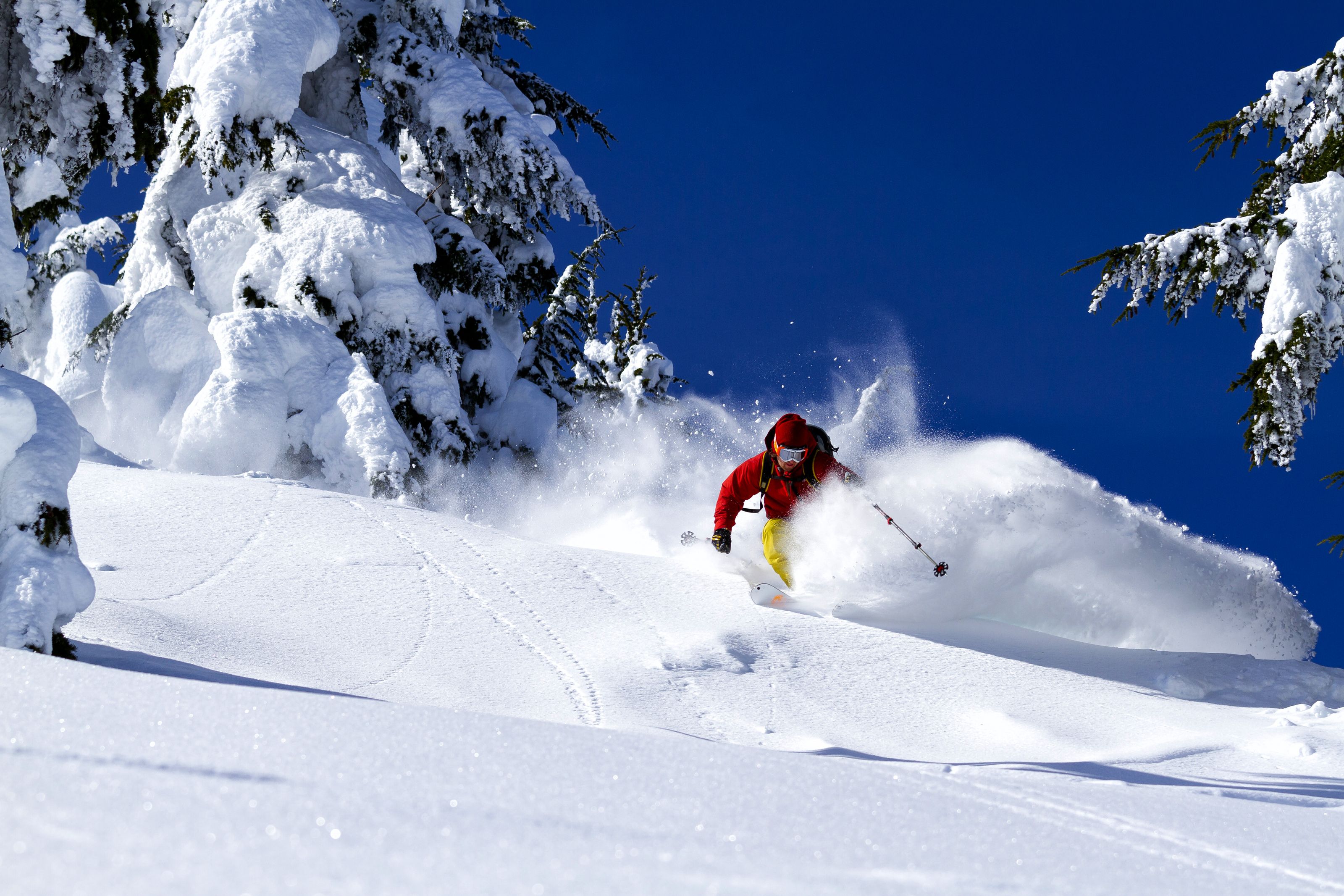 3200x2133 Deep Snow Skiing, Stevens Pass Wall Mural