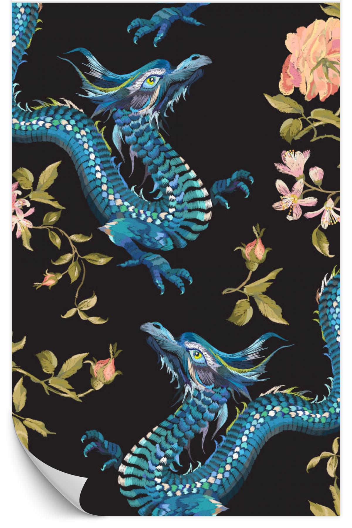 1200x1800 Blue Dragon Chinese Wallpaper wallpaper by Wallvy. Worldwide shipping!