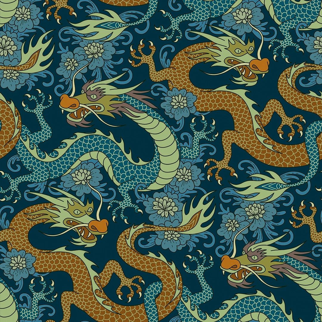 1080x1080 Year of the Dragon in Cool Blues