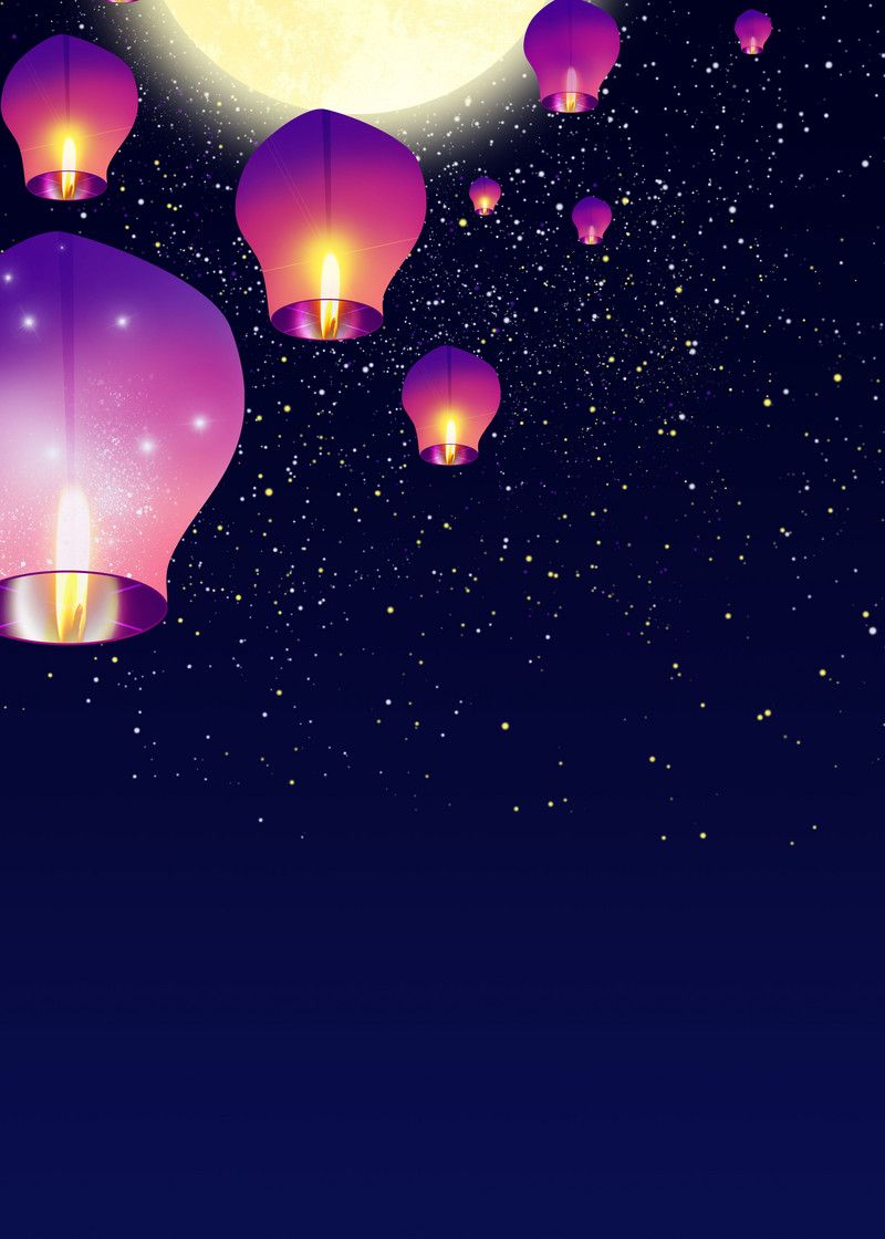 800x1120 Kongming Lanterns Midyear Festival Sky Lantern Summer Night Background. PSD Free Download