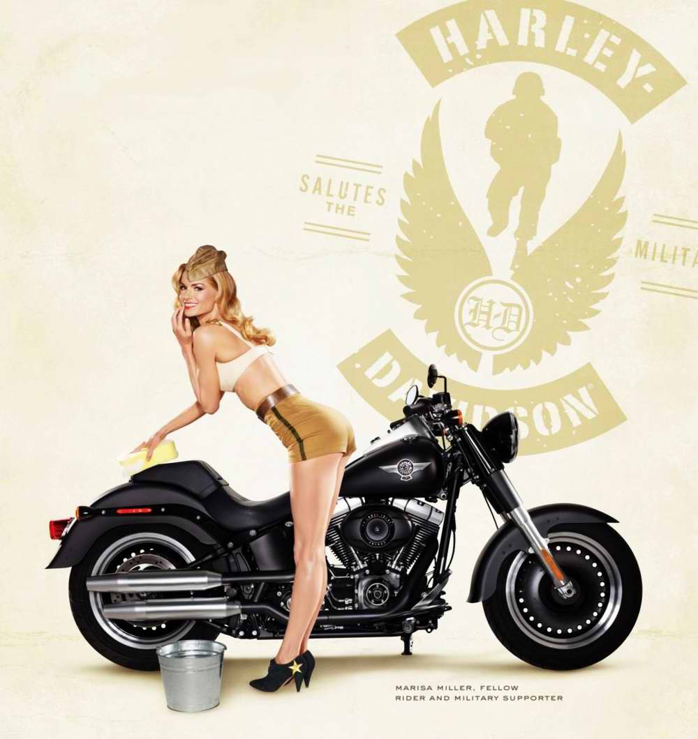 1000x1060 Мотоциклы Harley Davidson и топ-модель Marisa Miller в военной униформе: tipolog