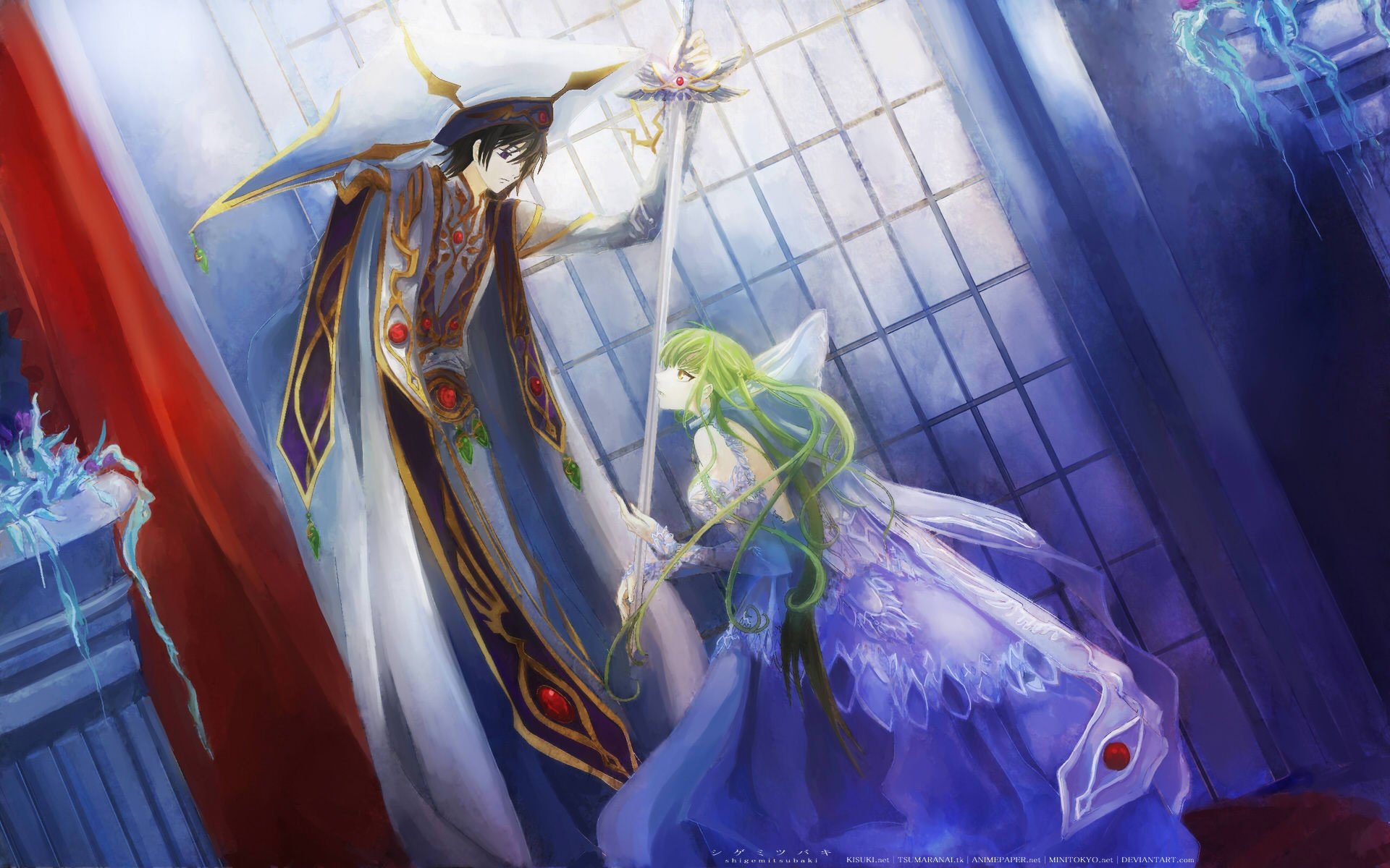 1920x1200 Wallpaper Prince, green hair, bow, Lelouch, code geass for mobile and desktop, section аниме, resolution 1920x1200
