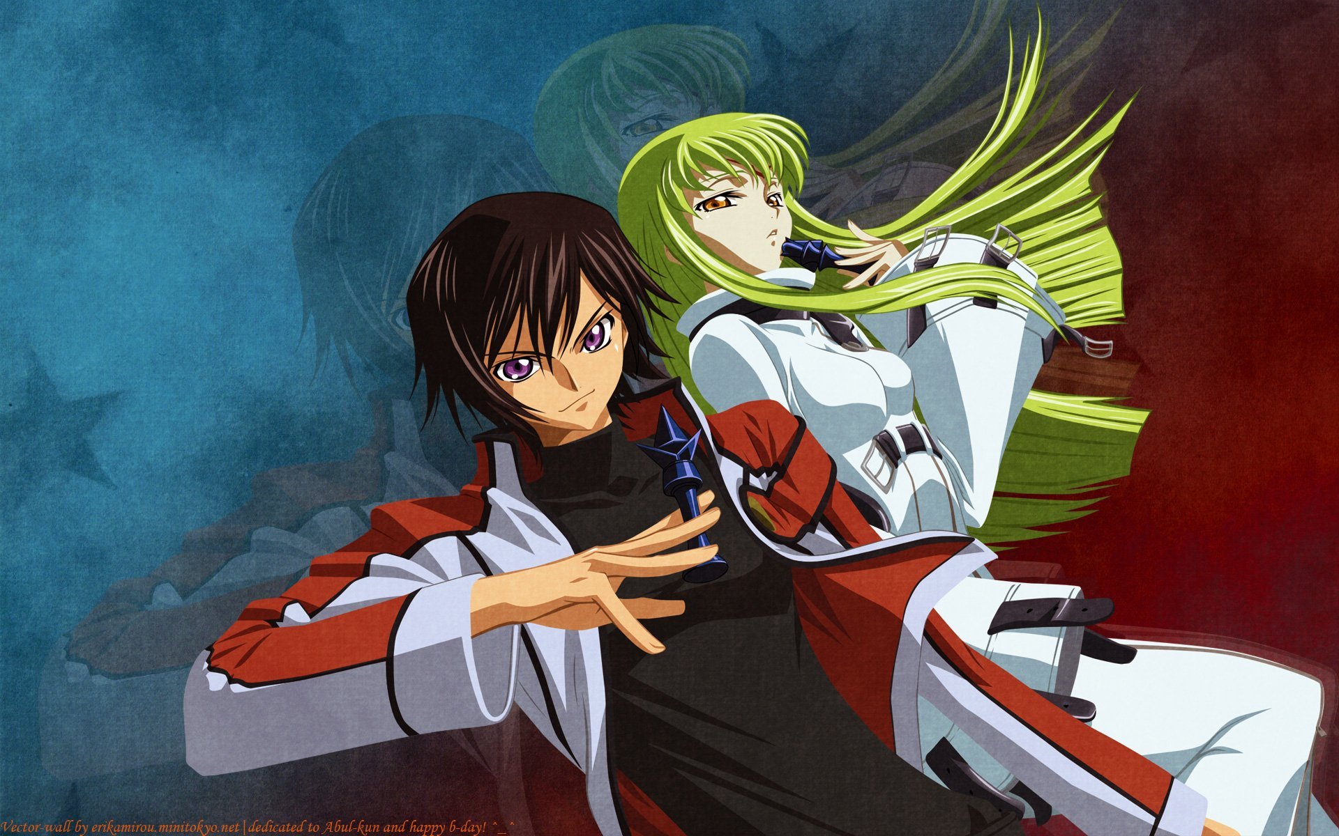 1920x1200 Code Geass HD Wallpaper: Lelouch & C.C. United in Anime Elegance