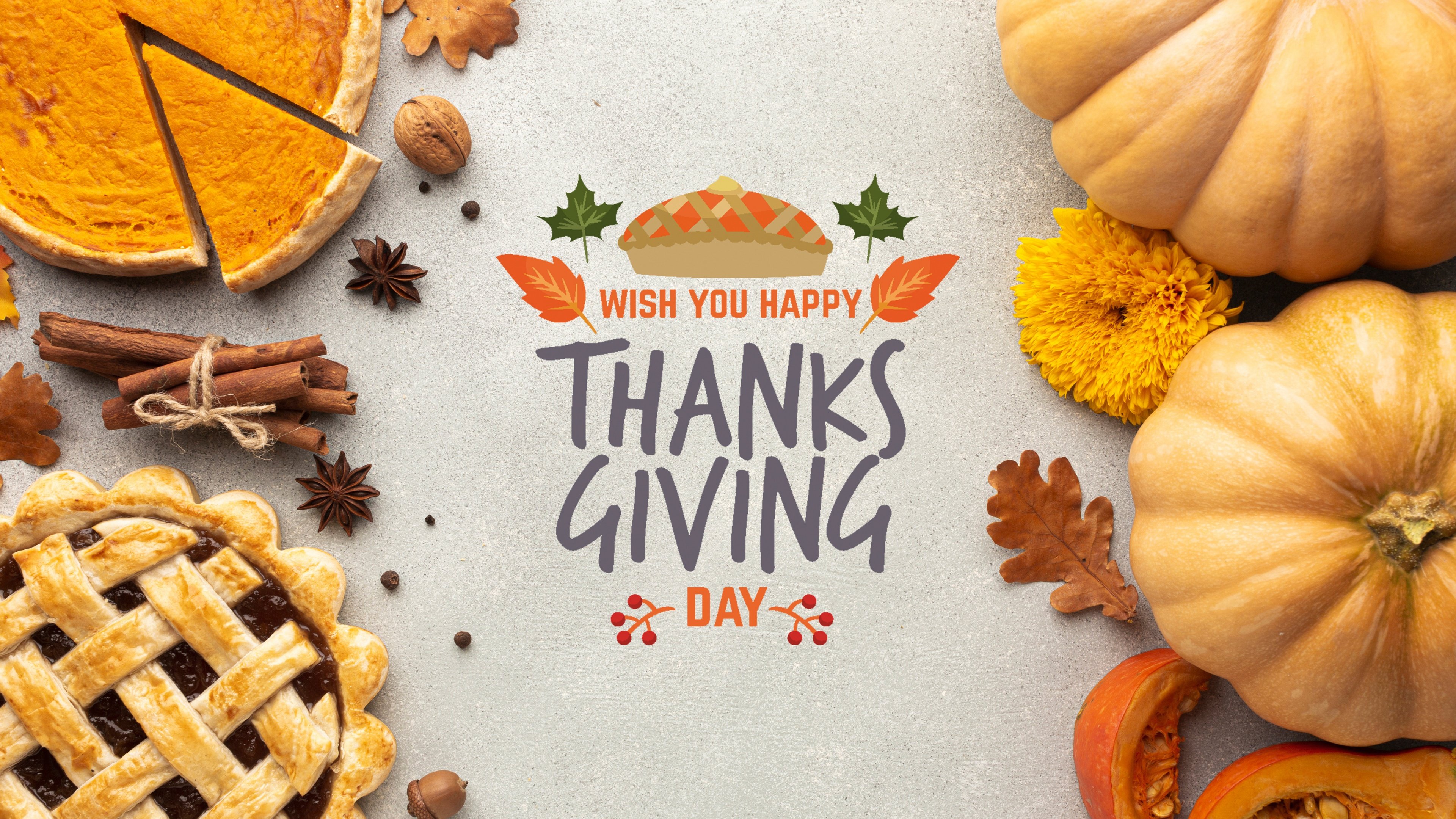 3840x2160 Happy Thanksgiving Wallpaper 4K, Pumpkins, Thanksgiving Day