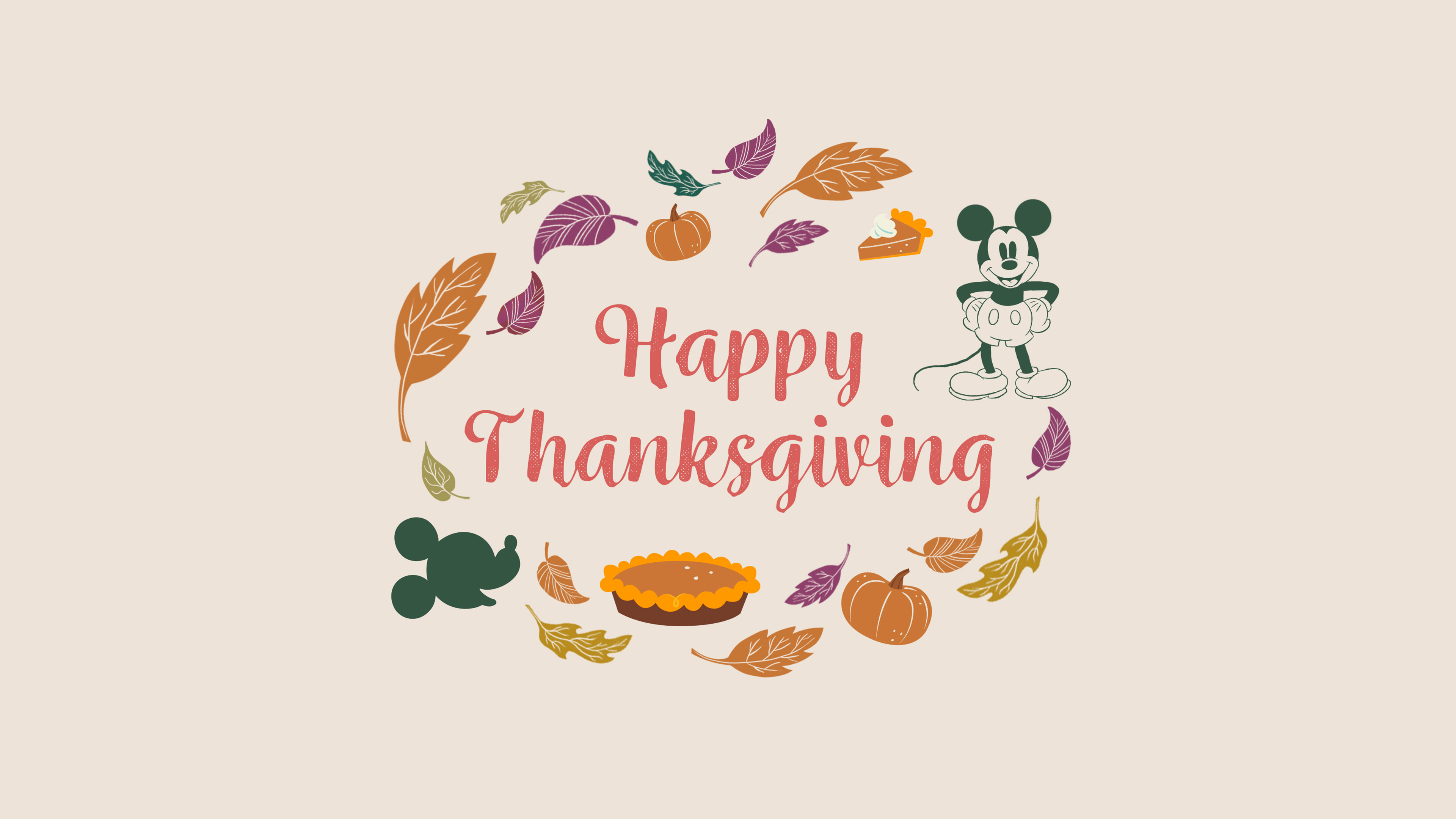 3840x2160 Happy Thanksgiving Wallpaper 4K, Disney, Mickey Mouse
