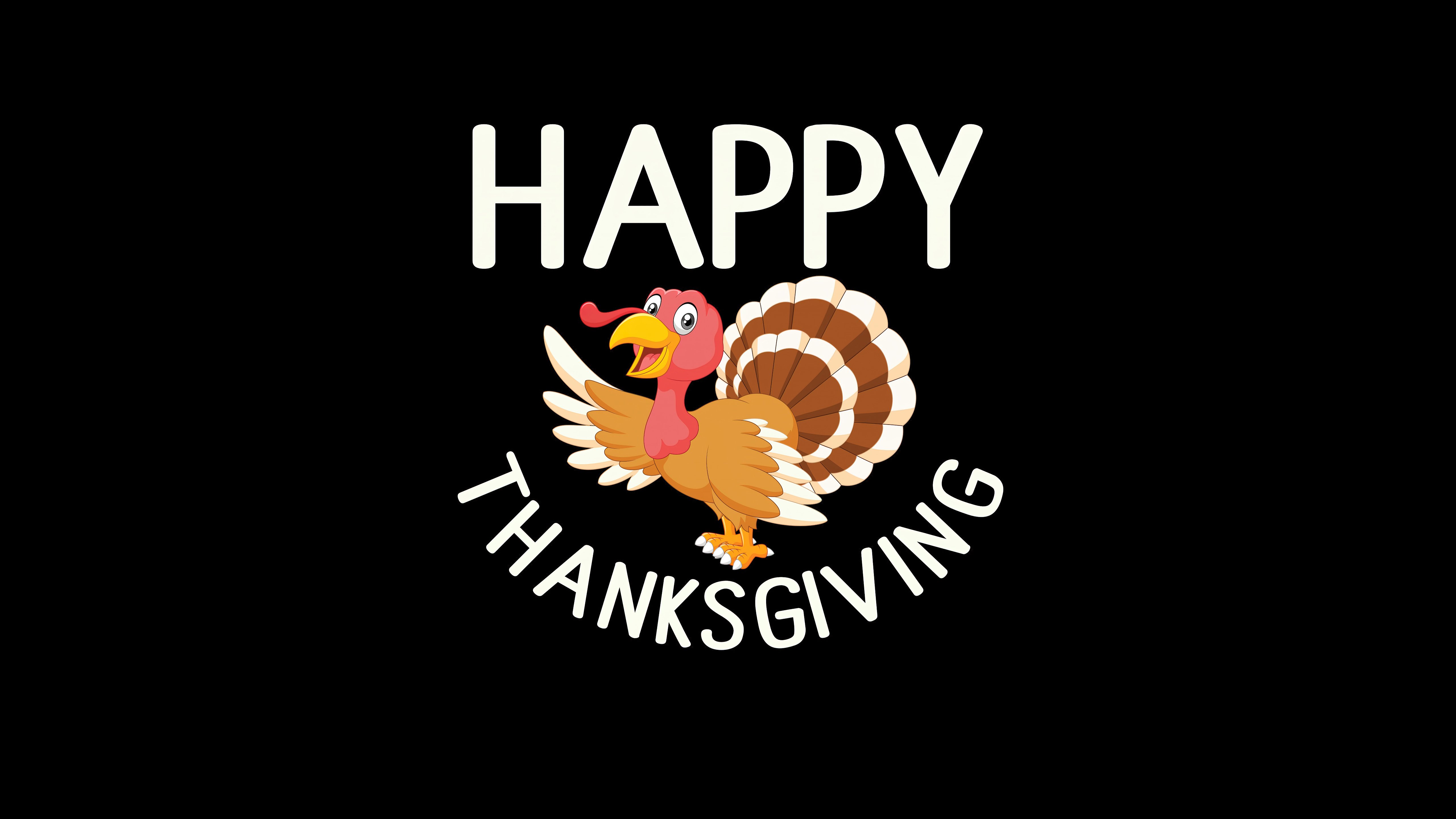 5120x2880 Happy Thanksgiving Day Turkey In Black Background 4K 5K HD Thanksgiving Wallpaper
