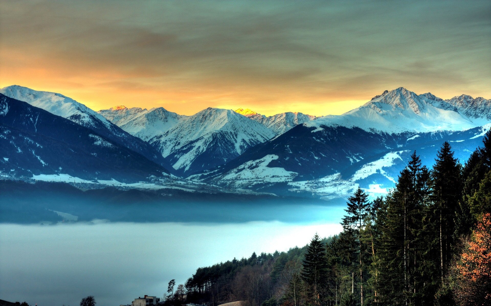 1920x1200 Wallpaper Snow Covered Mountain Near Green Trees During Daytime, Background Free Image