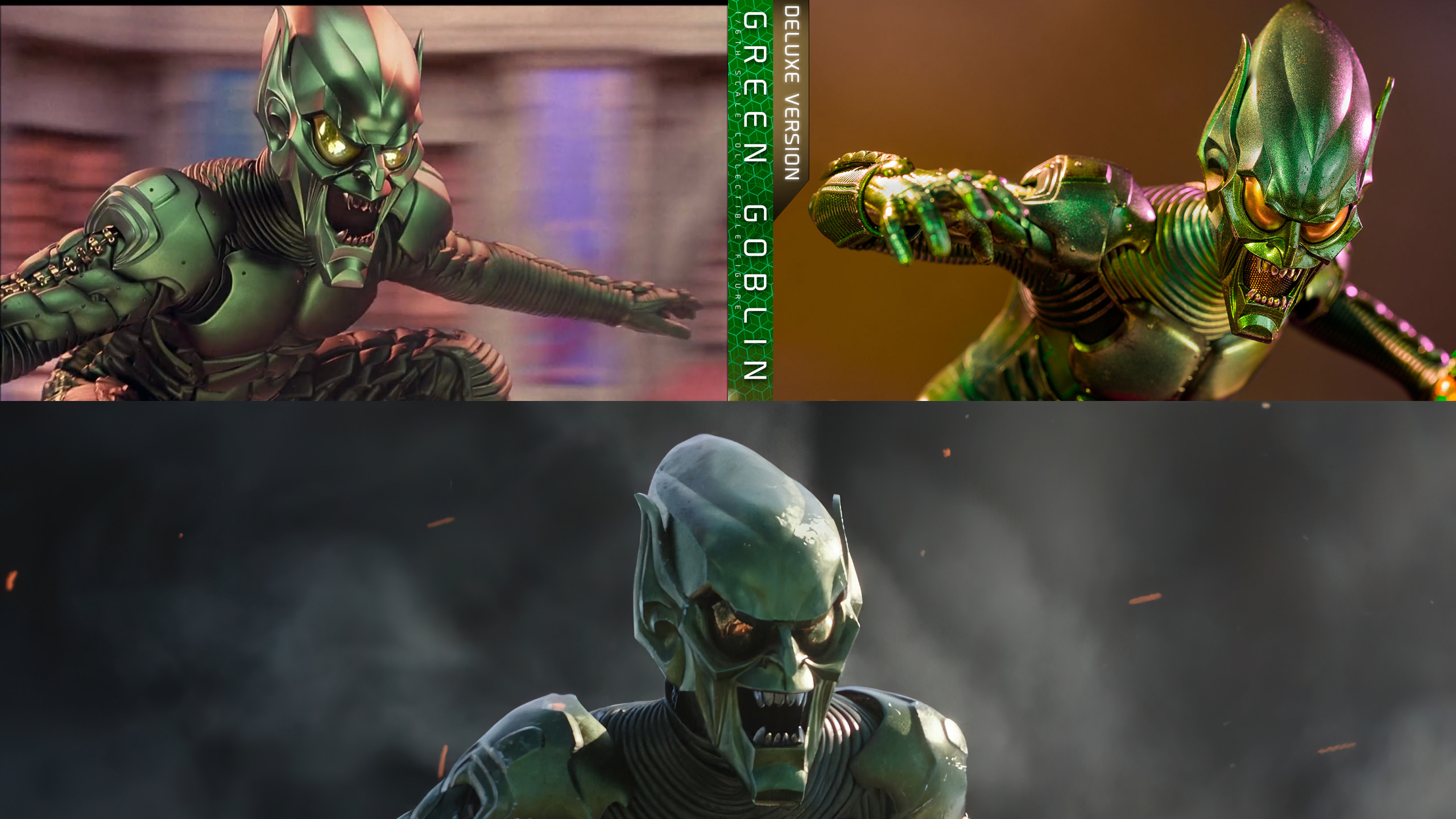 2560x1440 I've been comparing Green Goblin's helmets from the 2 movie appearances and the figure. Seems that the Hot Toys prototype is somewhat of a combination between the 2 movie looks. What do