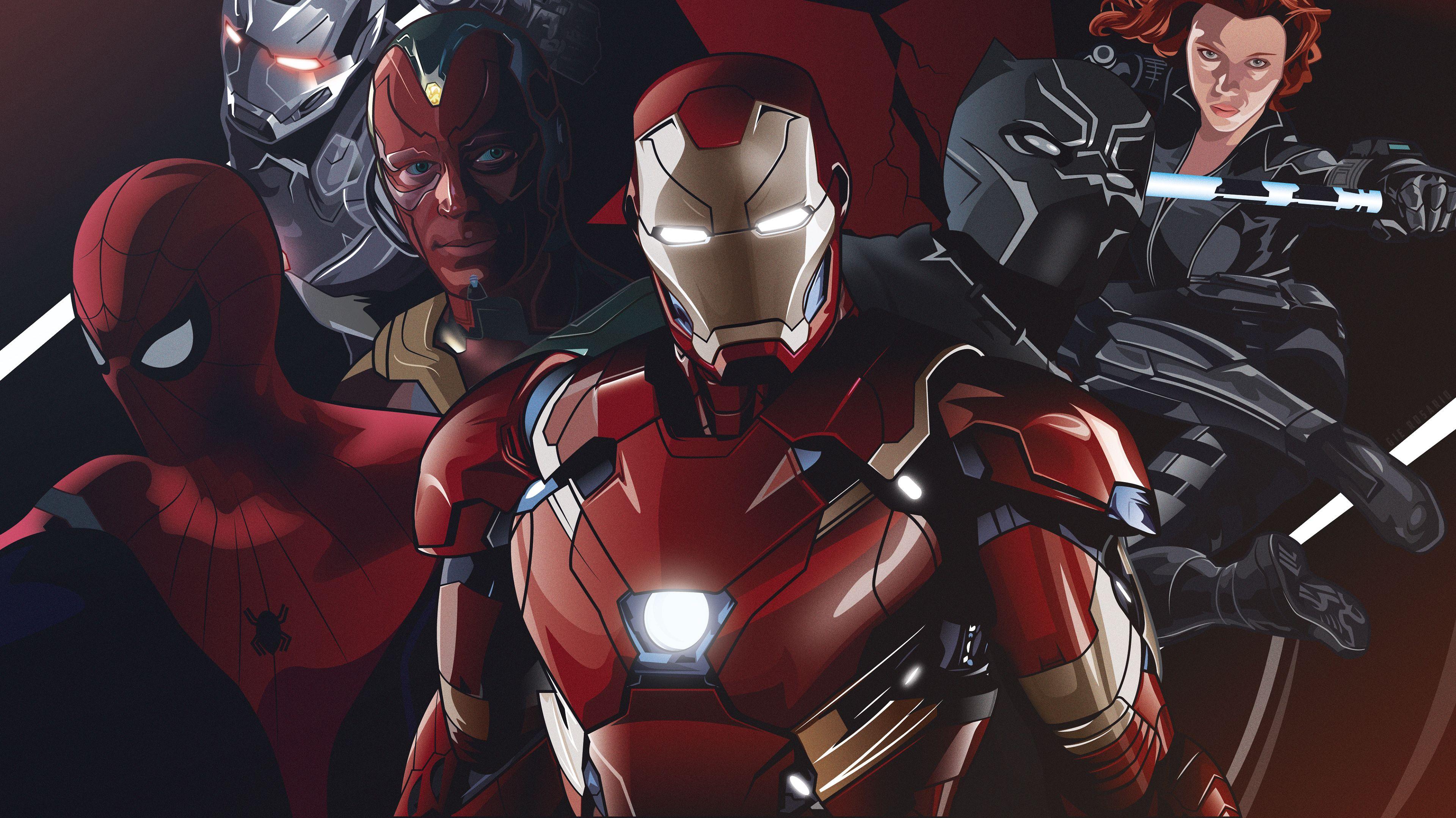 3840x2160 #Civil War, K, #Team Iron Man, #Iron Man, #War Machine