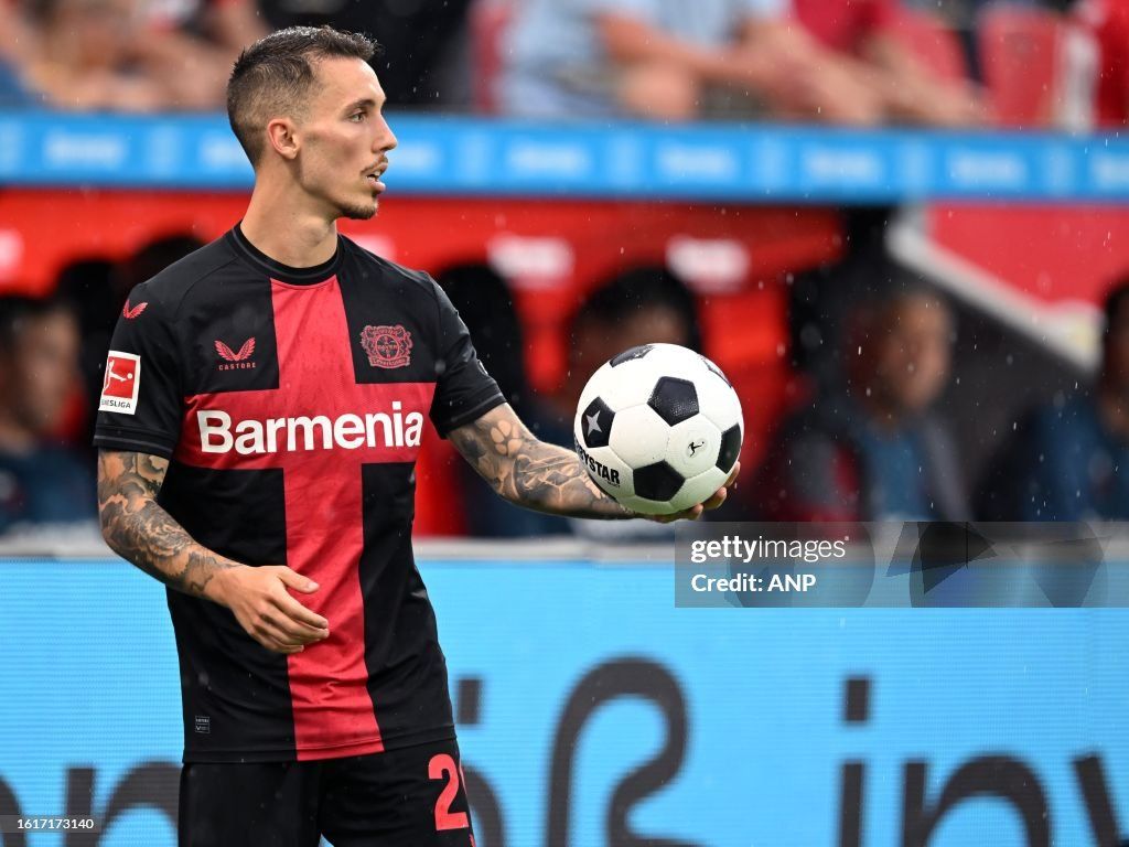 1024x768 LEVERKUSEN Grimaldo of Bayer 04 Leverkusen during the. News Photo